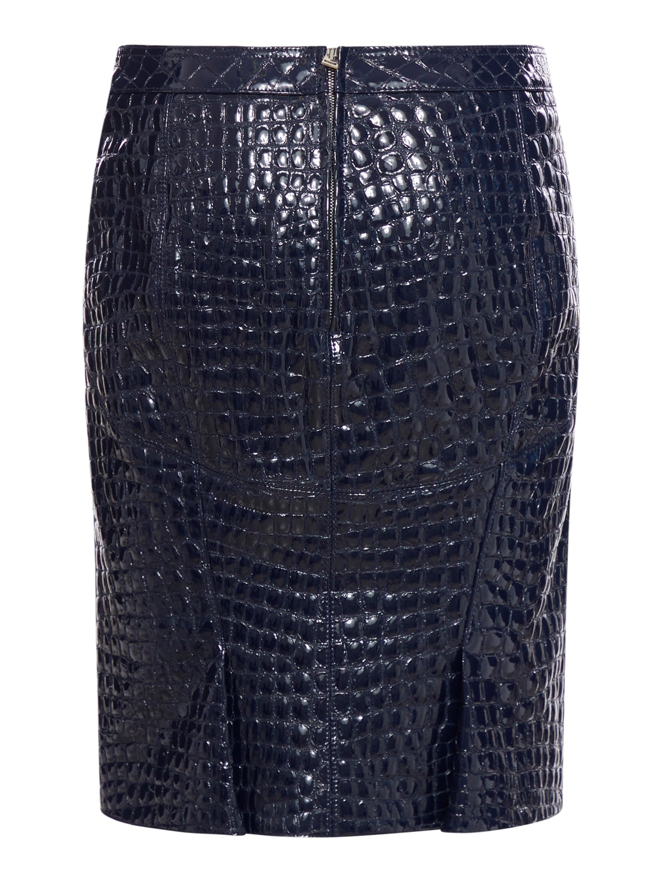 GLOSSY CROCO EMBOSSED GOAT LEATHER SKIRT - 2