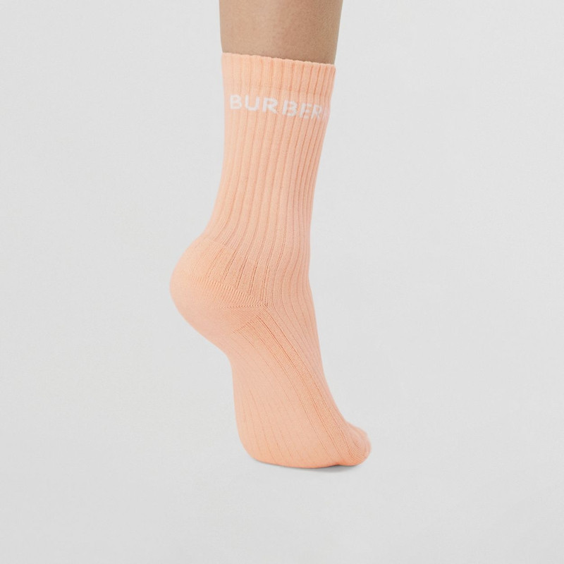 Logo Intarsia Technical Stretch Cotton Socks 3