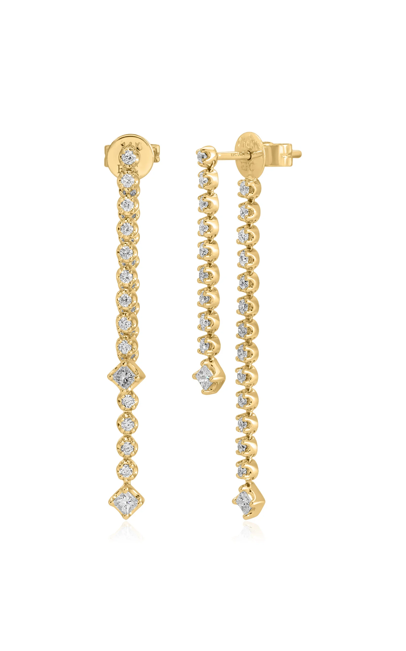 14K Yellow Gold Diamond Fringe Earrings - 1