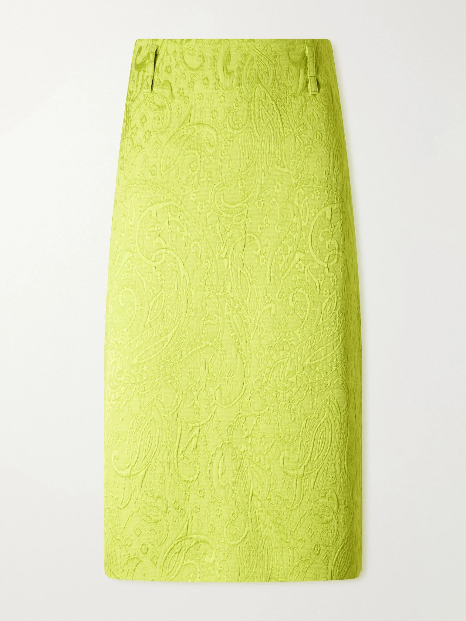 Paisley motif matelassé jacquard midi skirt Yellow - 1