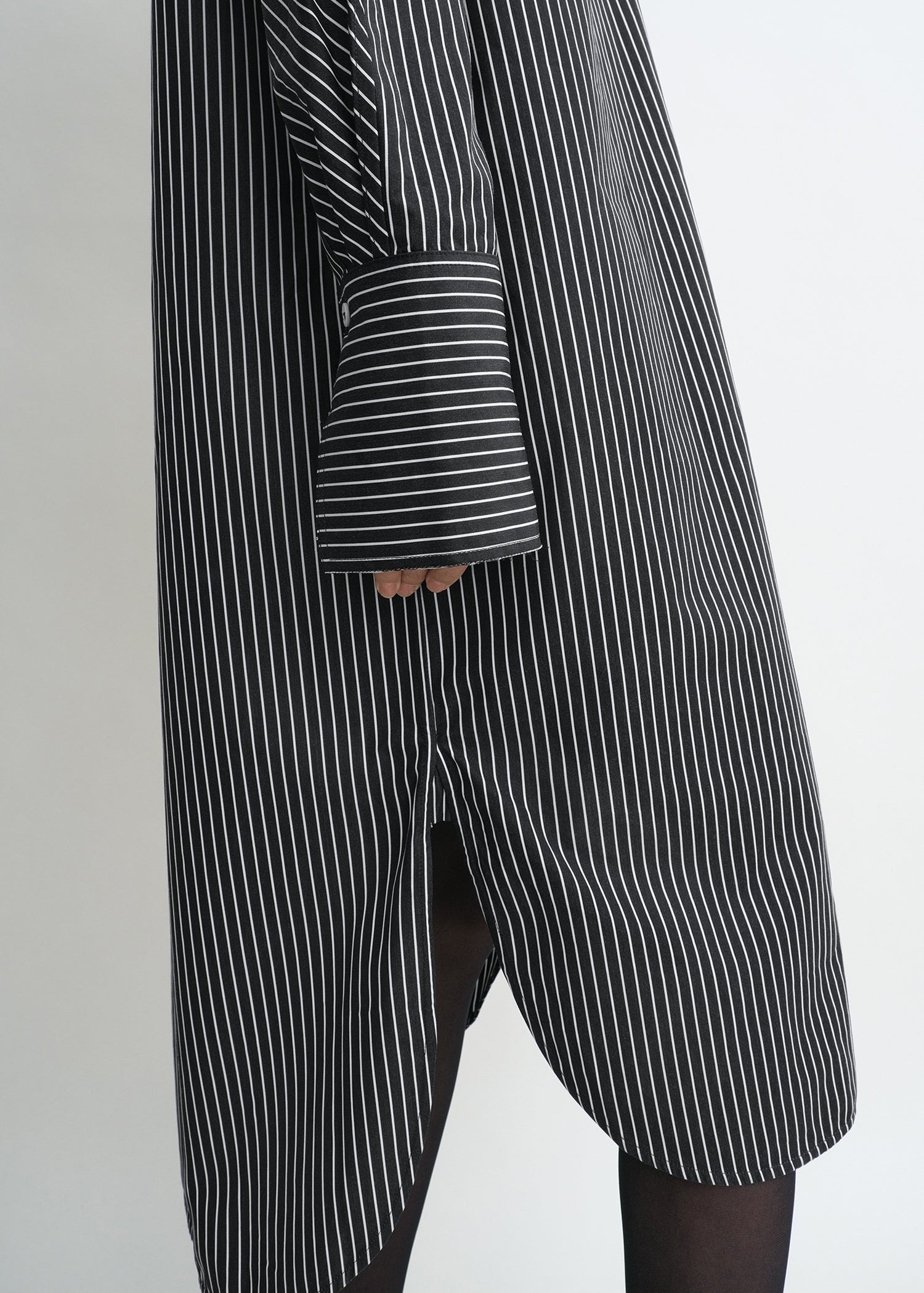 Striped kimono-sleeve shirtdress black/white - 6