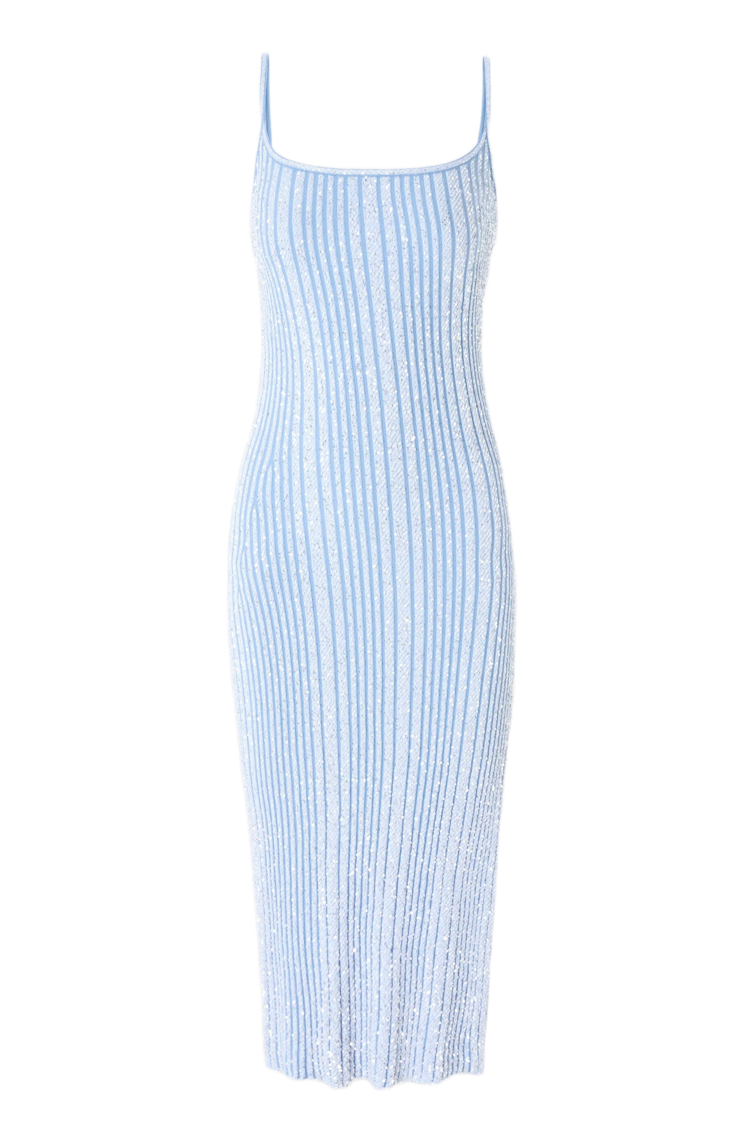 Missoni Sleeveless Ribbed Midi Dress With Sequins And Slit in Light Blue at Nordstrom - 2