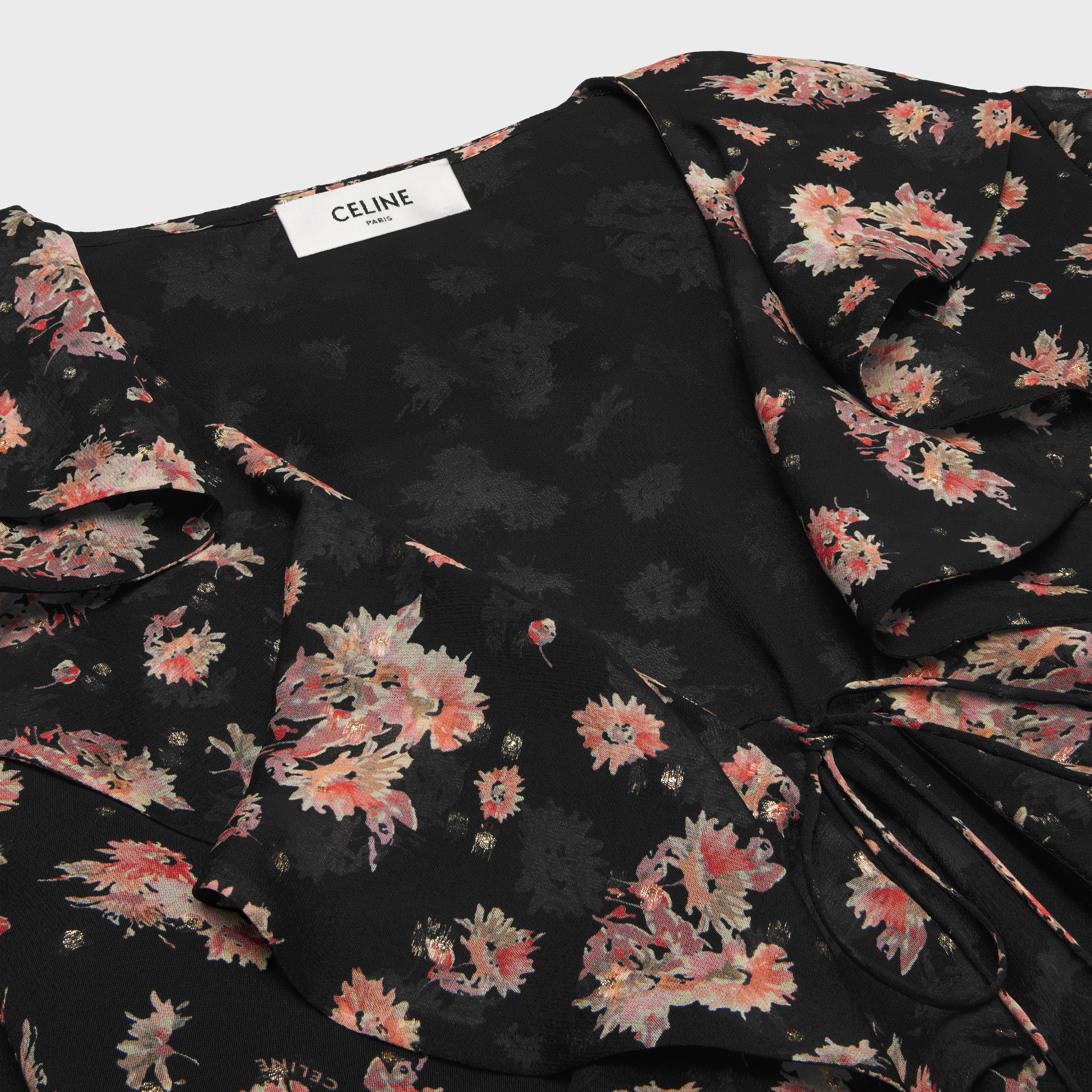 jabot dress in silk georgette - 3