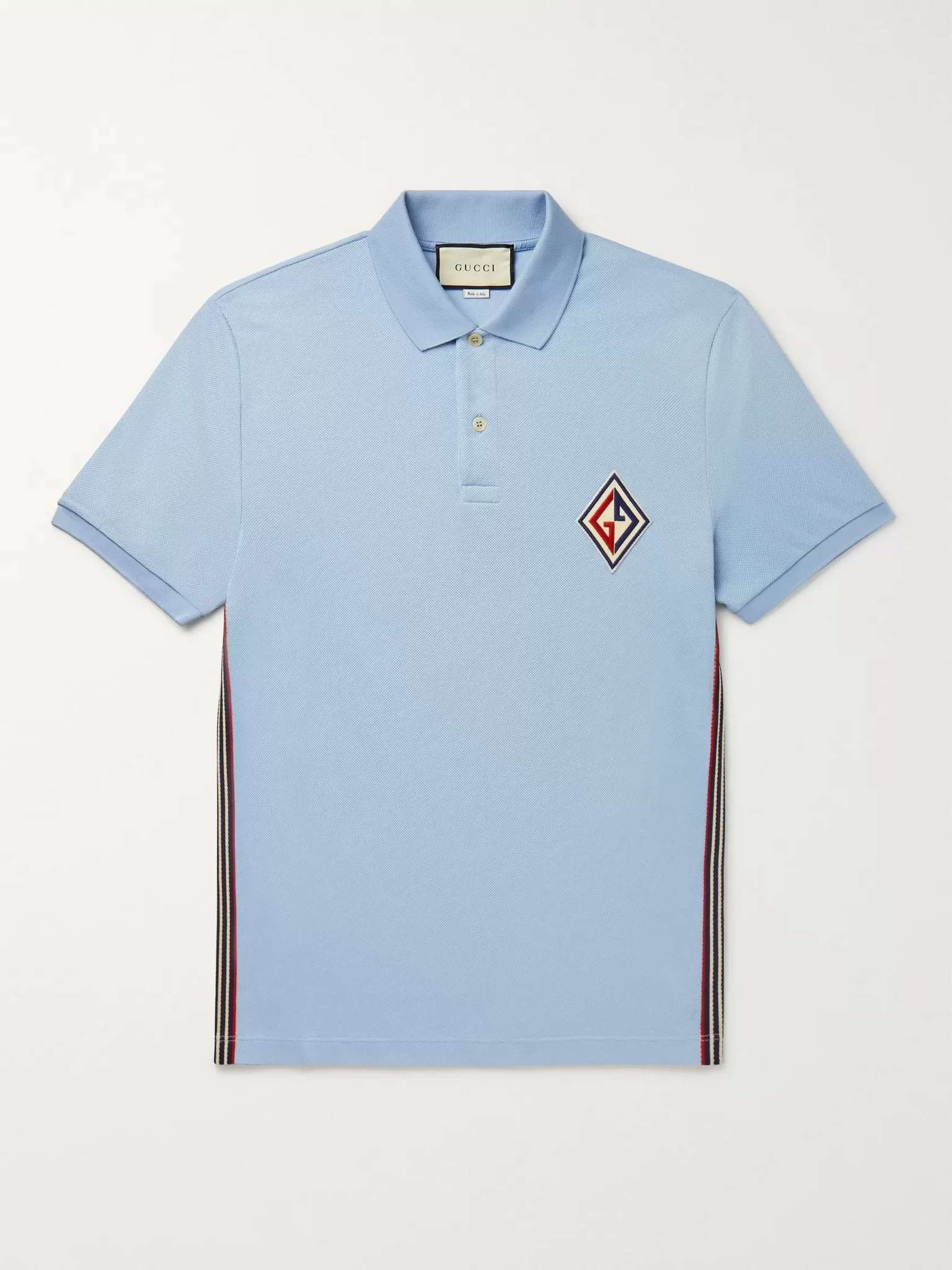 Logo-Appliquéd Striped Cotton-Blend Piqué Polo Shirt - 1