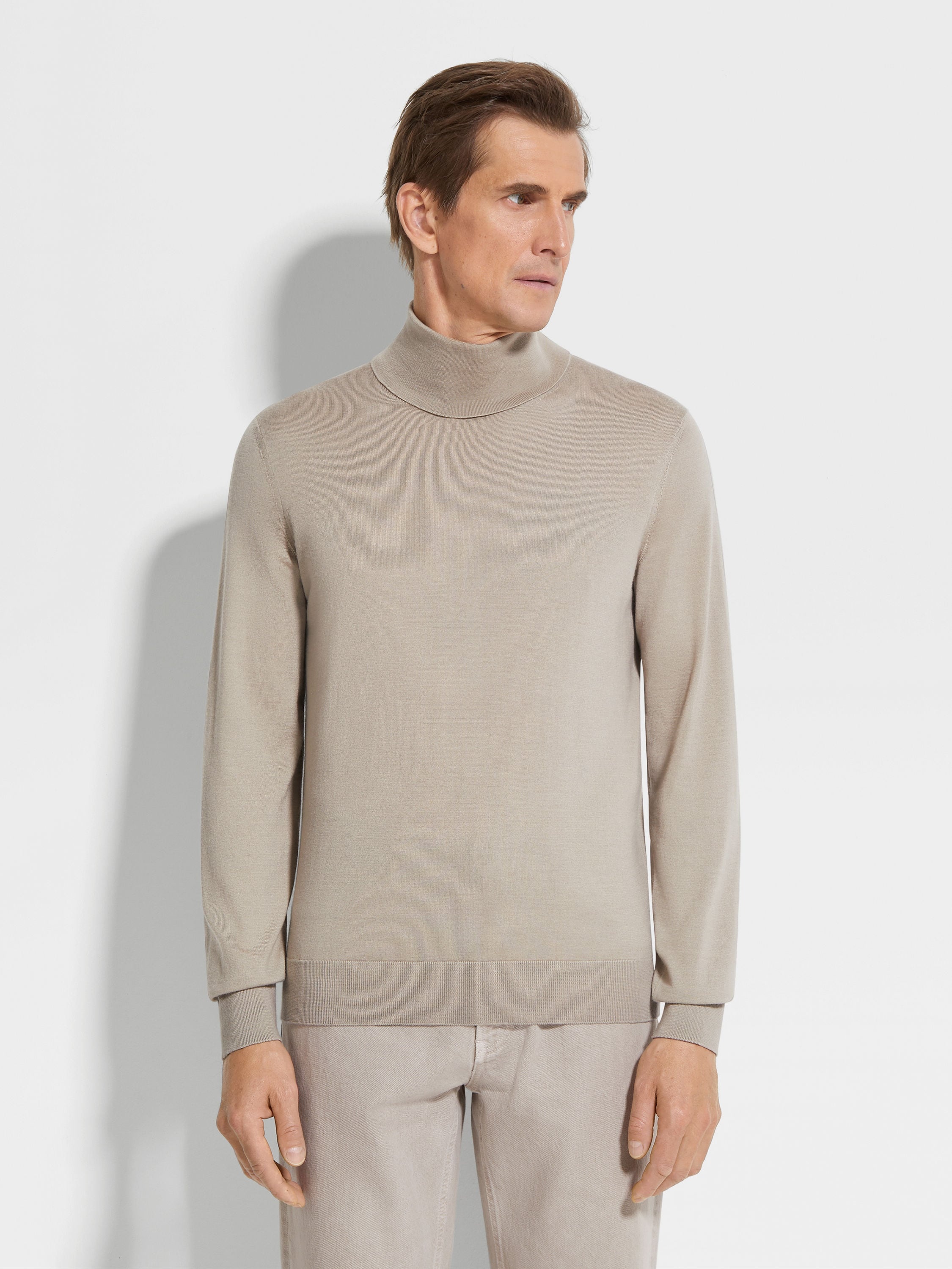 LIGHT TAUPE CASHSETA TURTLENECK - 4