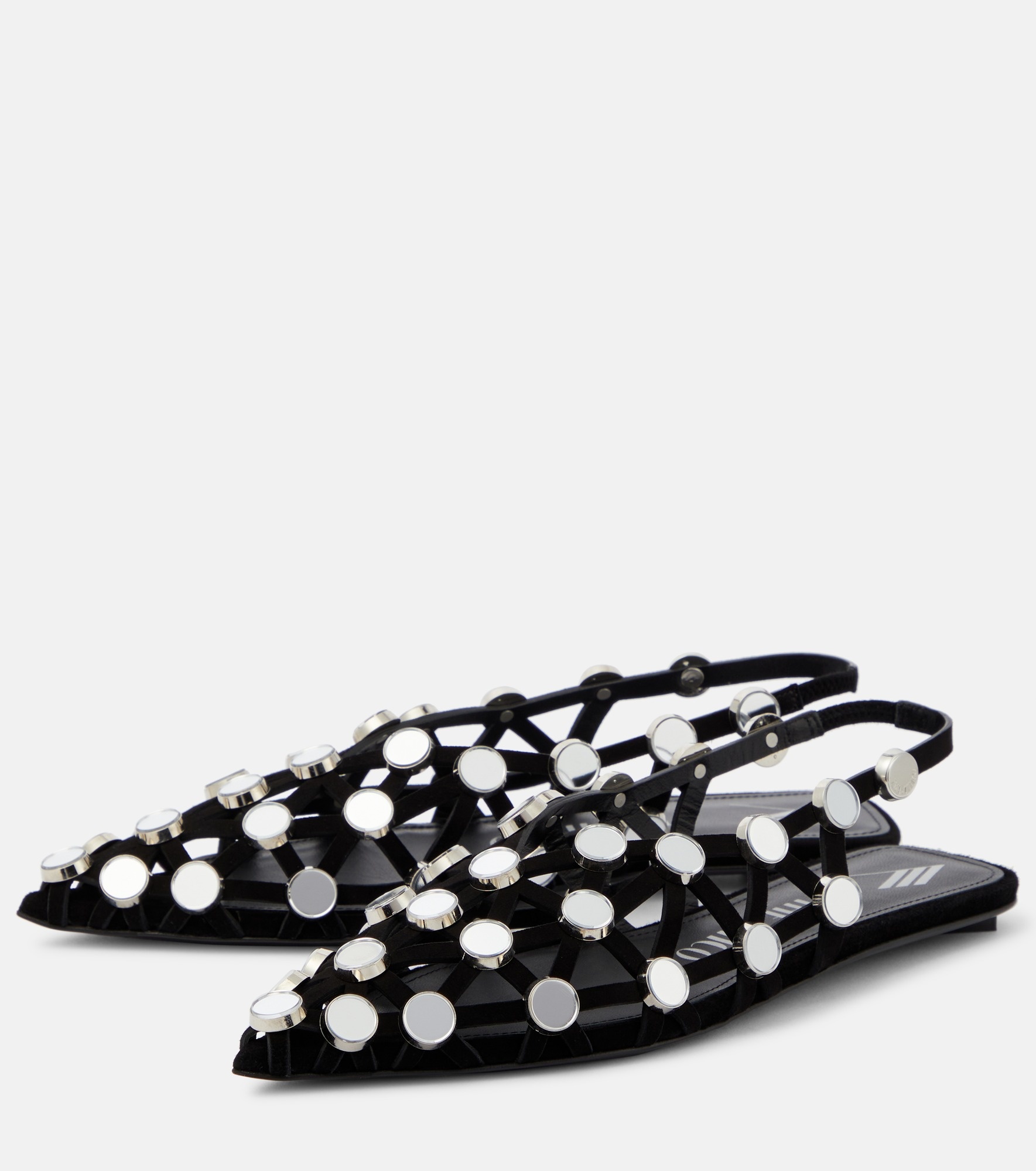 Grid embellished suede ballet flats - 5