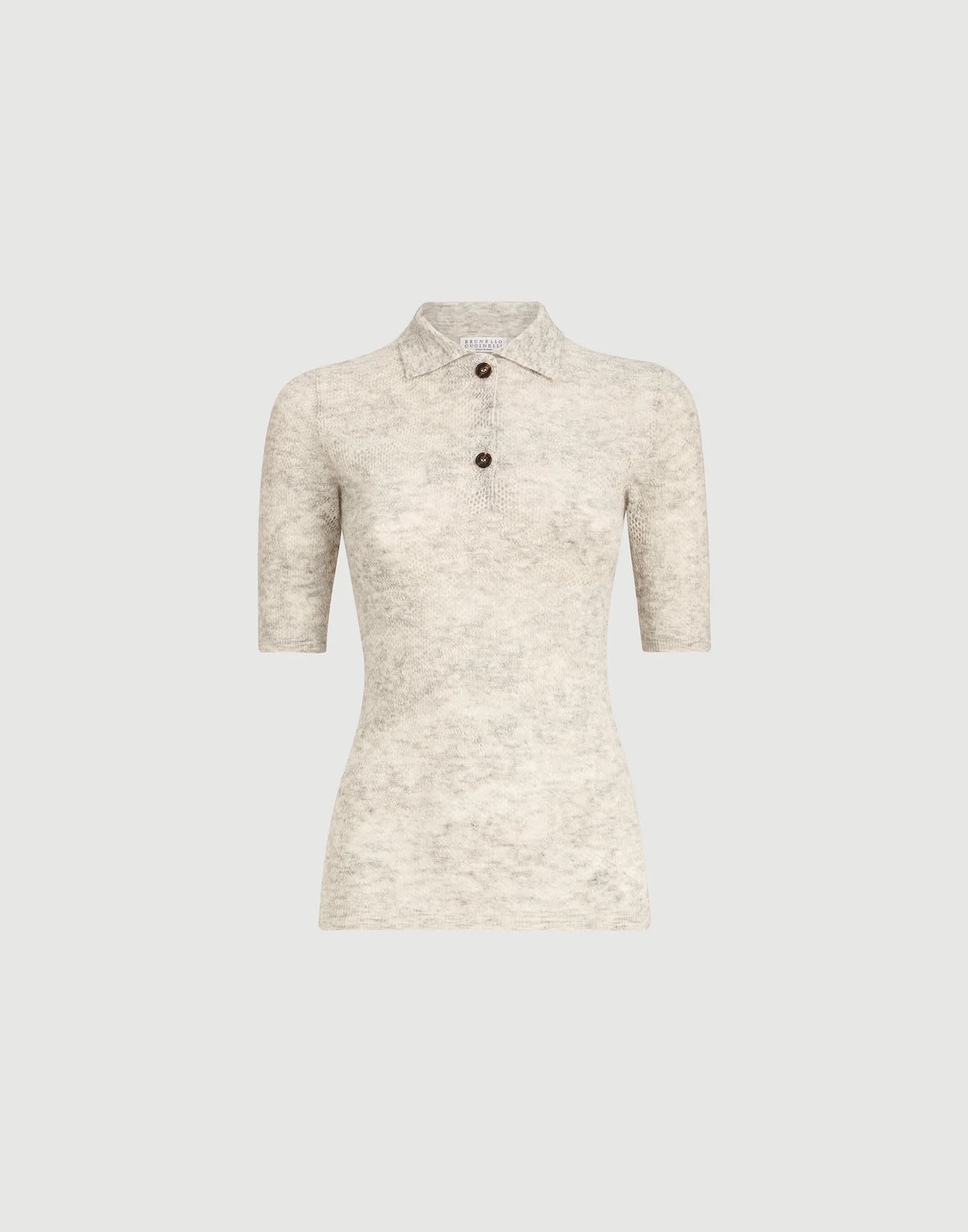 Silk, alpaca and wool flower lace knit polo - 1
