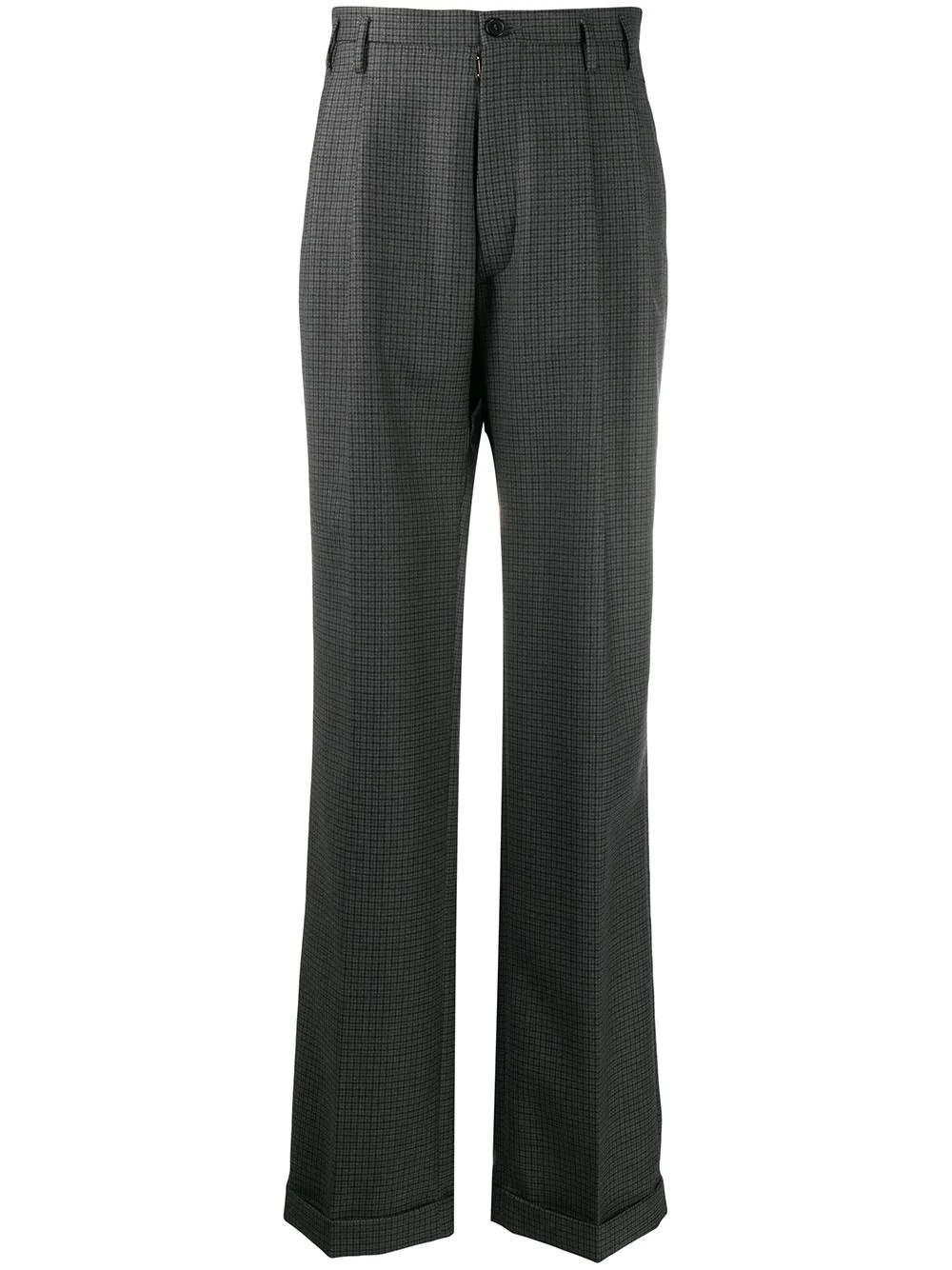 wide-legged check trousers - 1