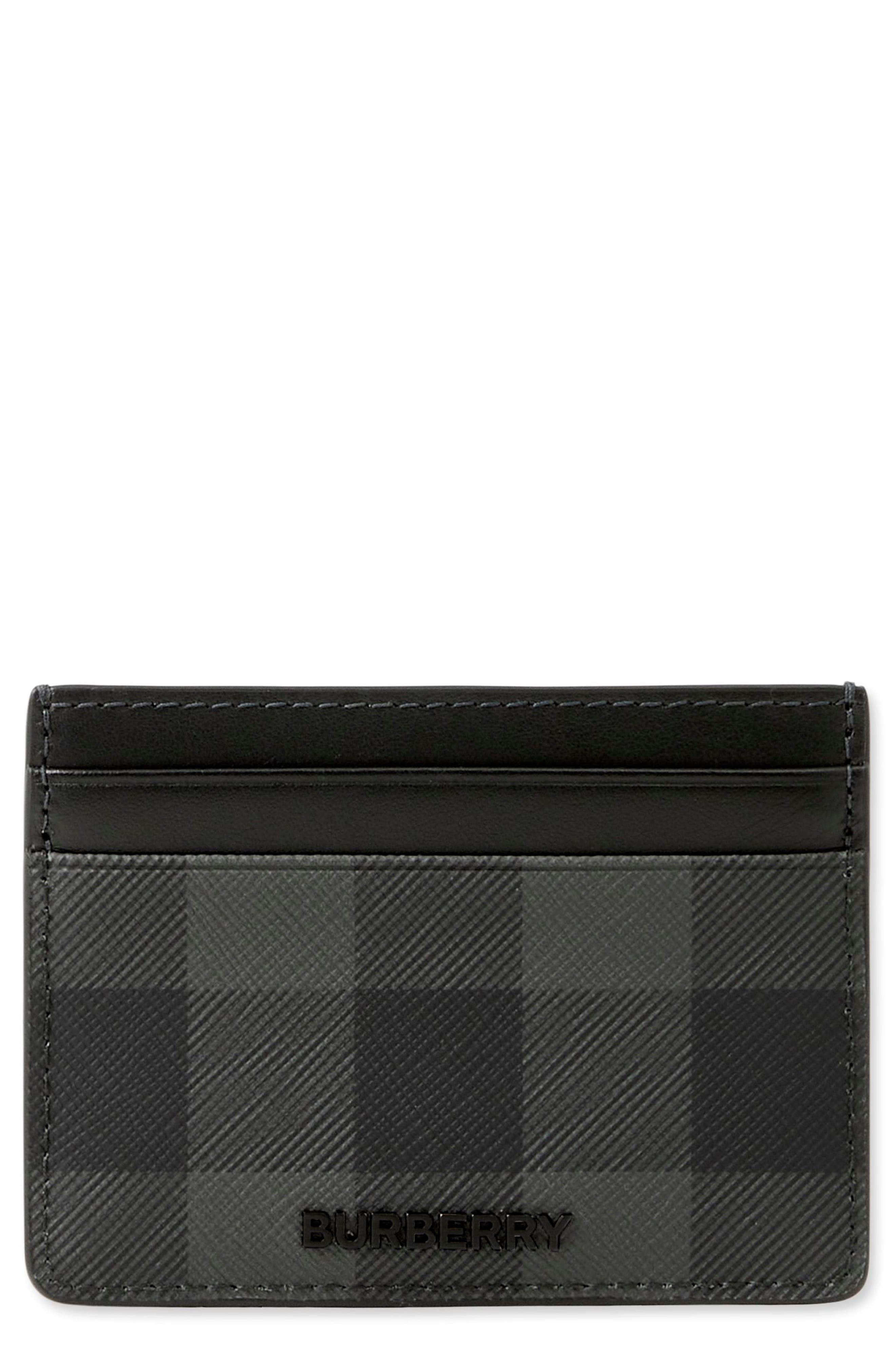 burberry Sandon Check Card Case in Charcoal at Nordstrom - 1