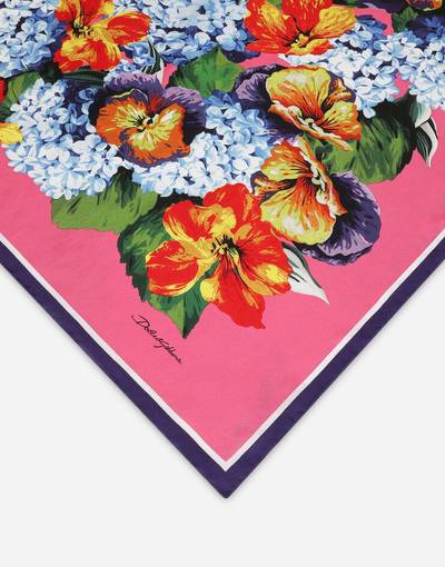 Dolce & Gabbana Hydrangea-print twill scarf (90 x 90) outlook