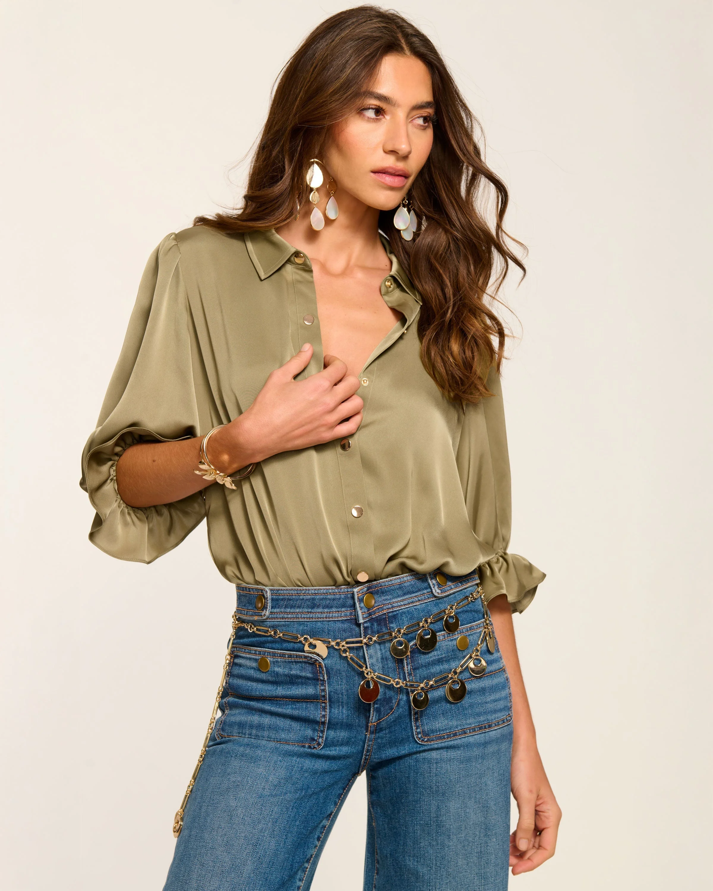 Dina Button Down Bodysuit - 1