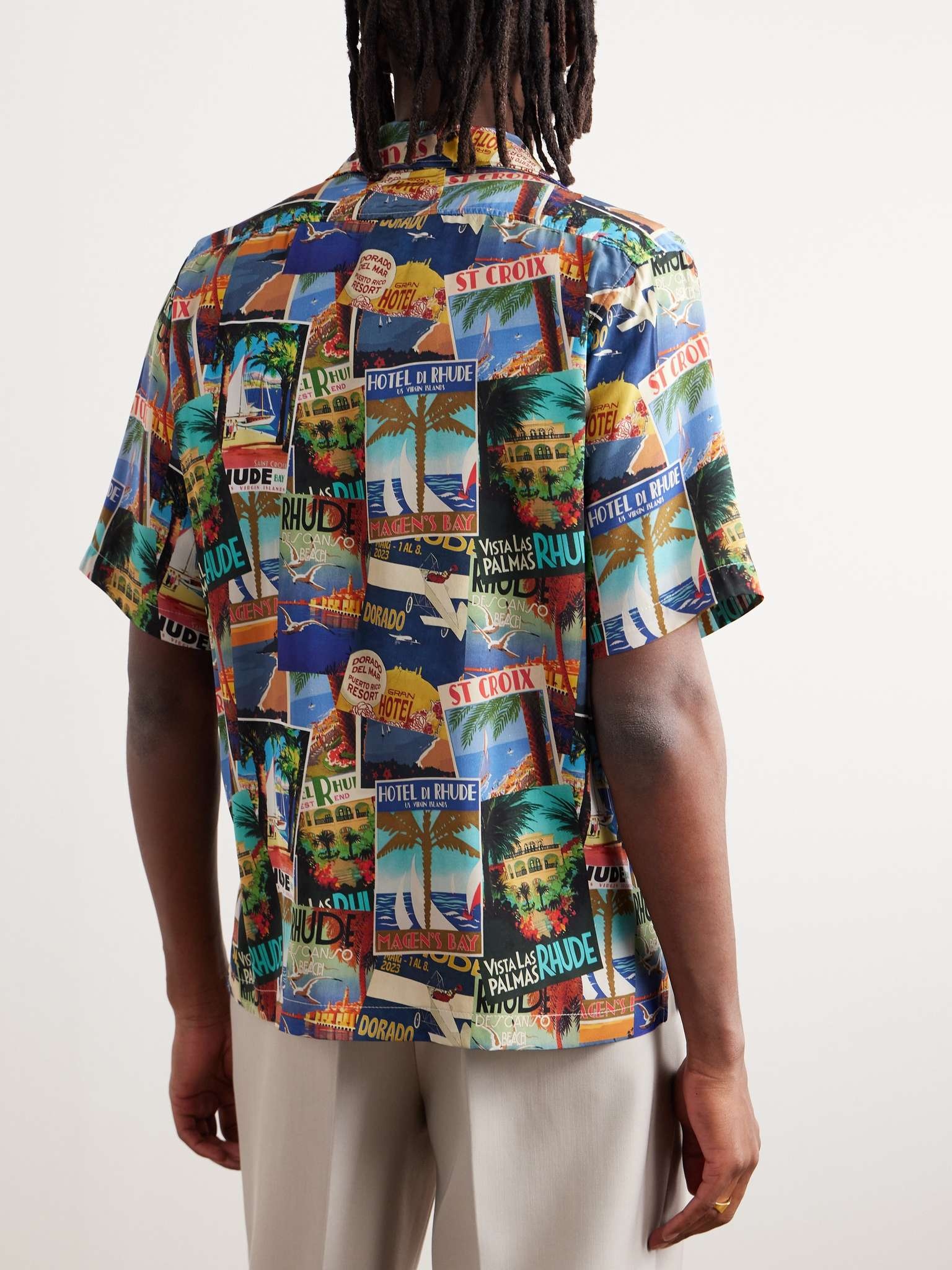 Postcard Camp-Collar Printed Silk-Twill Shirt - 3