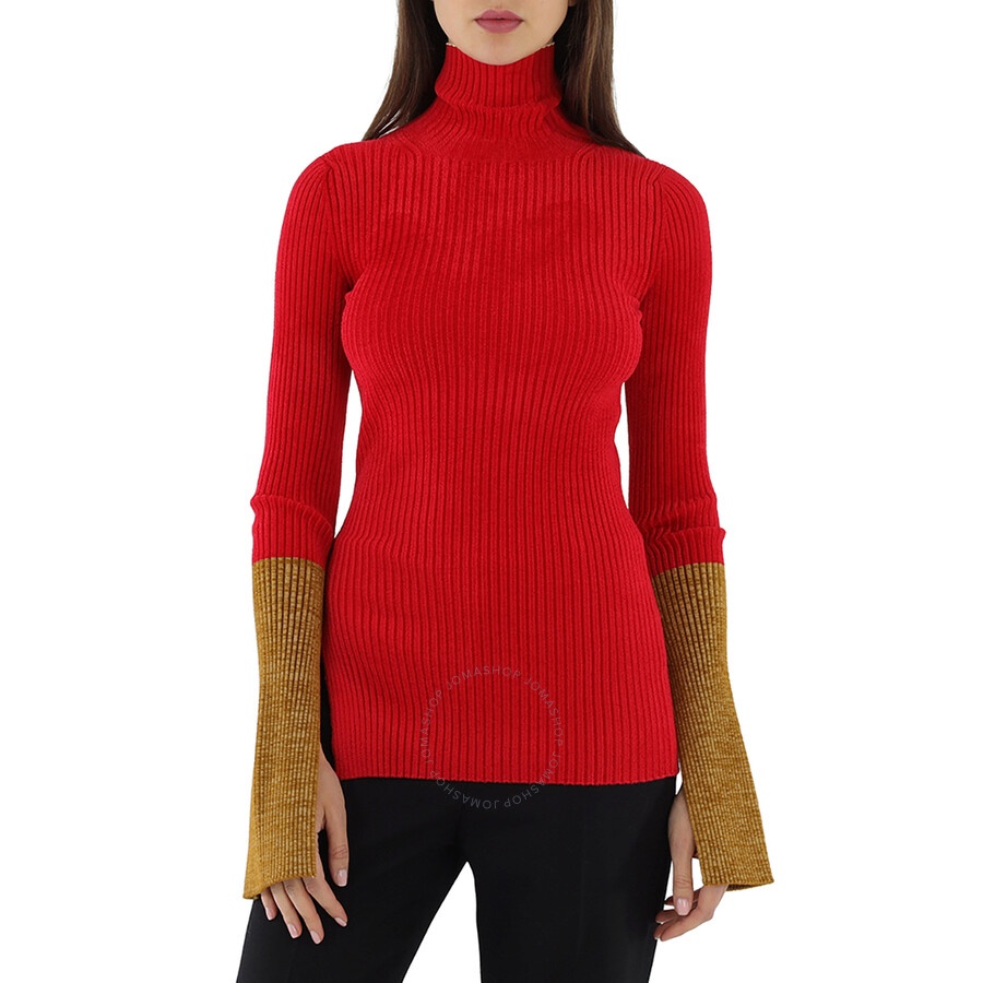 Moncler Ladies 1952 Turtleneck Contrast Cuff Sweater - 3