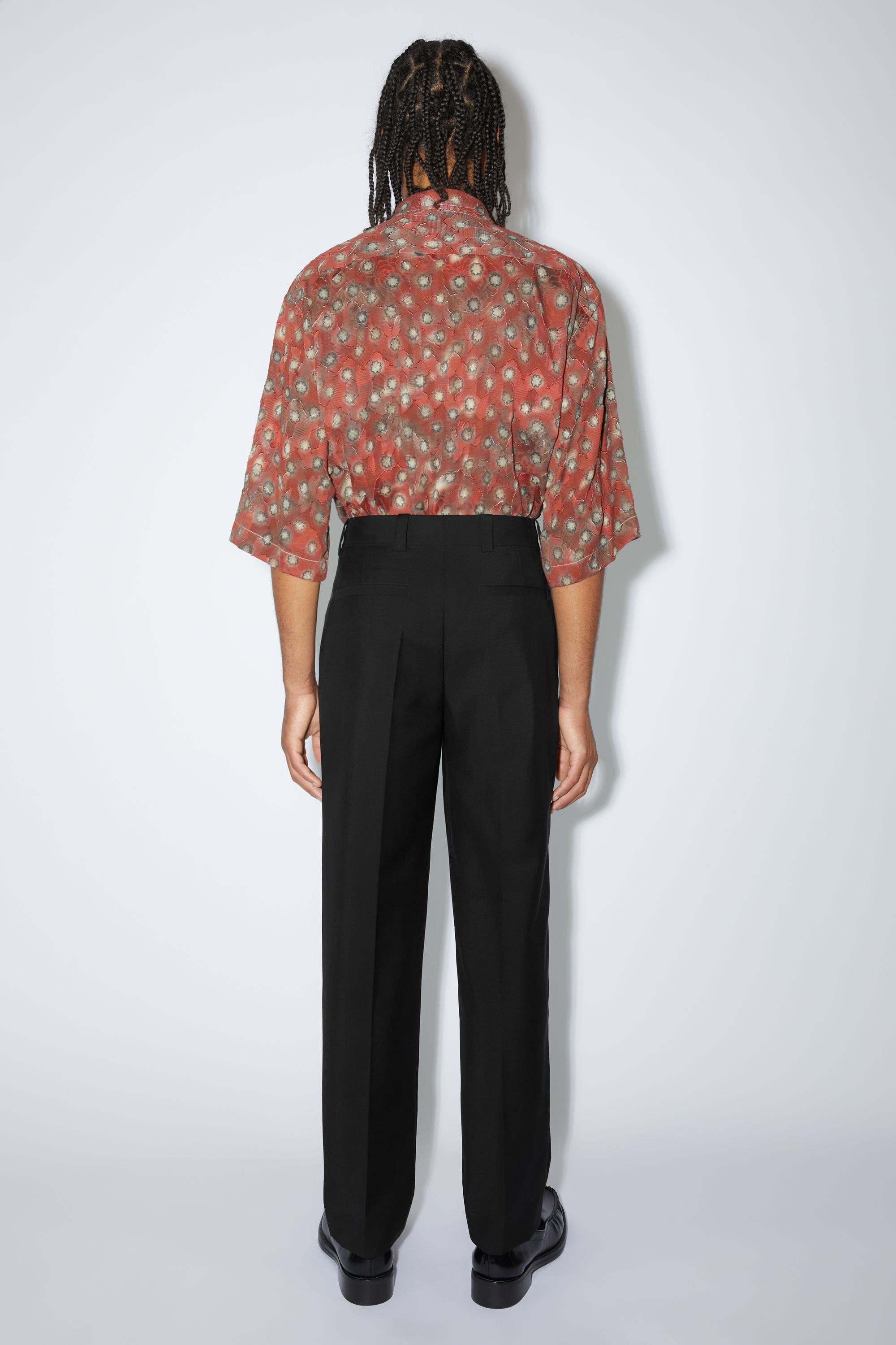 ACNE STUDIOS Satin-Trimmed Twill Wide-Leg Pants in Black