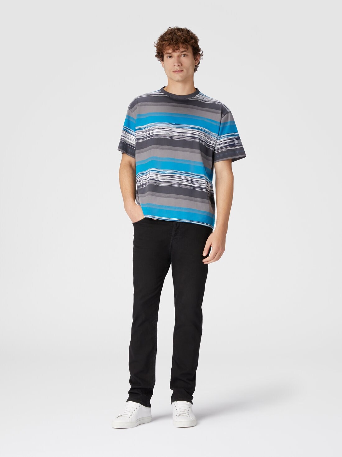 Striped cotton jersey T-shirt with logo - 2