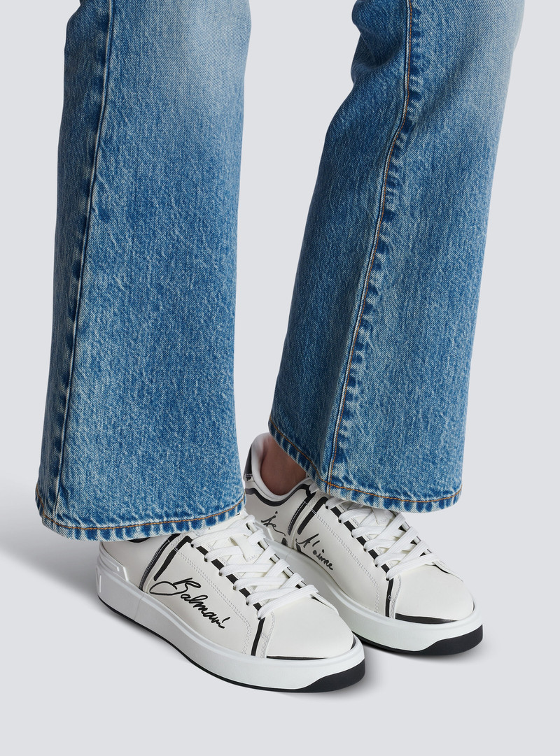 Balmain B-Court printed calfskin trainers outlook