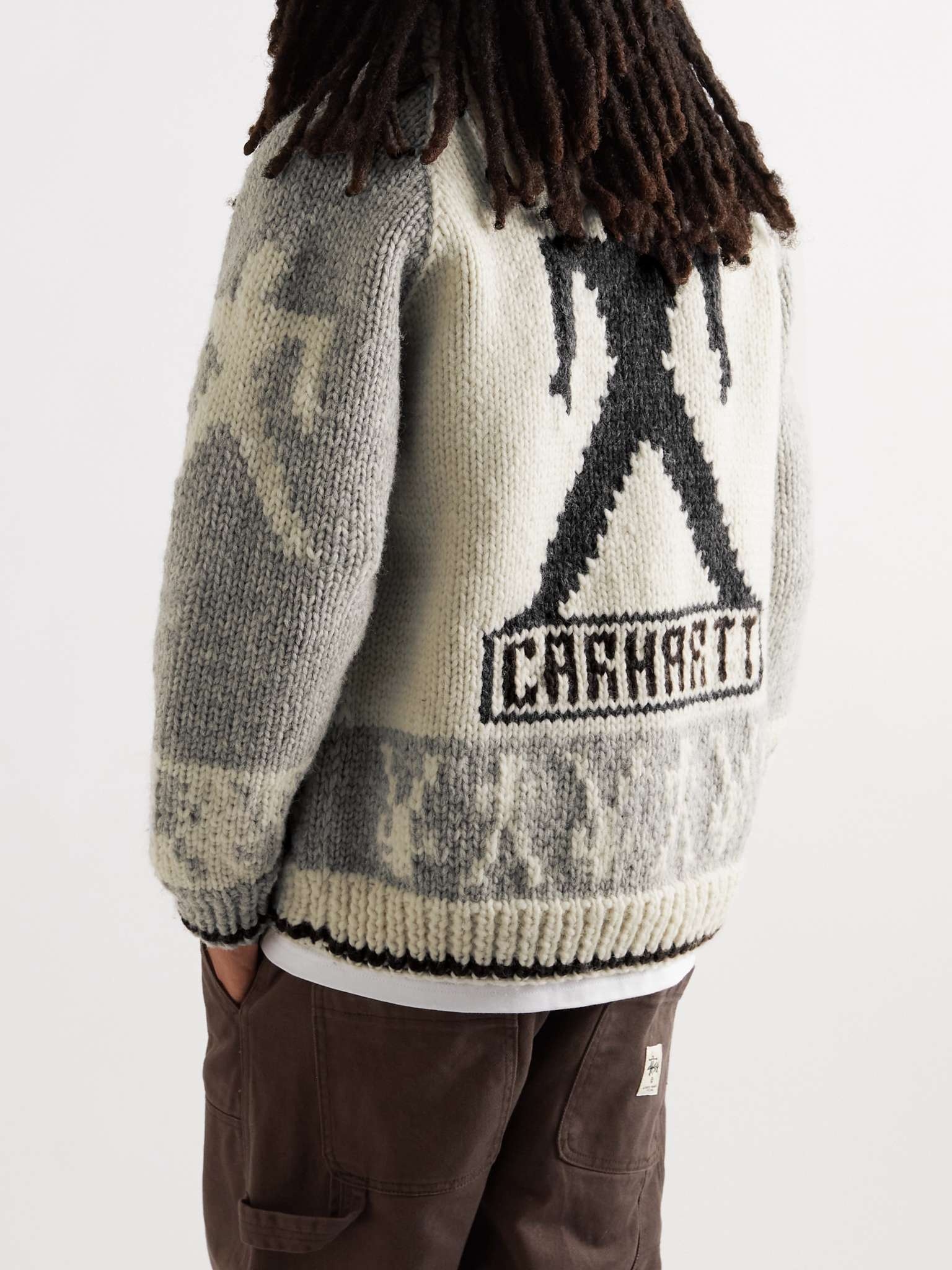 Intarsia Wool Zip-Up Cardigan - 4