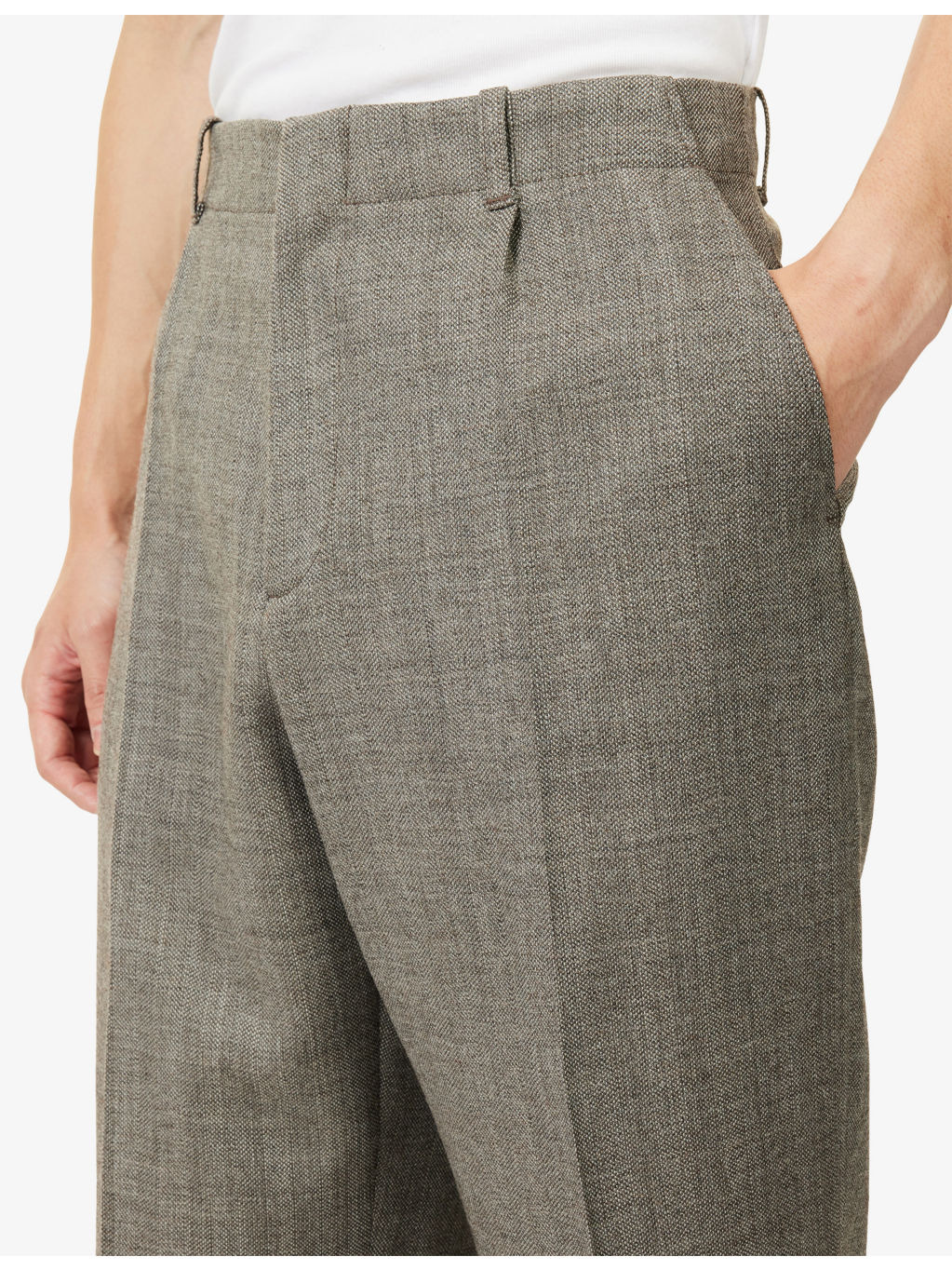 Borrowed Wide Tapered-Leg Wool Chino Trousers - 5