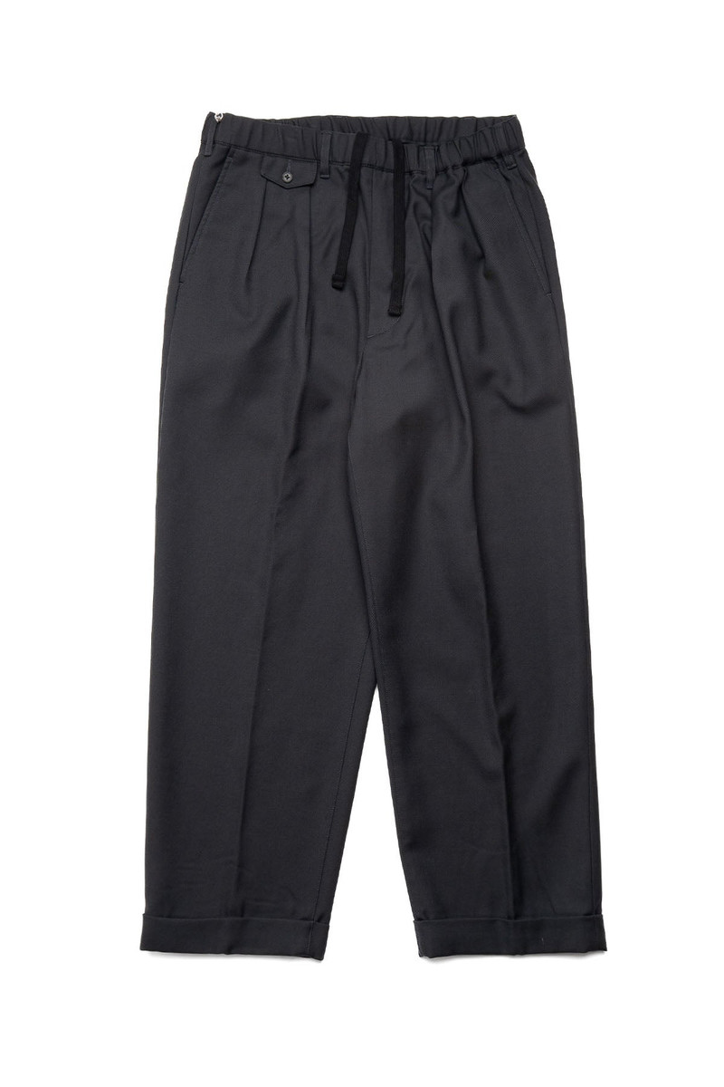 2 Pleats Relax Trousers Laundry Wool - Black 1