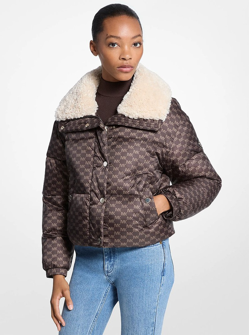 Logo Print and Sherpa Puffer Jacket 1