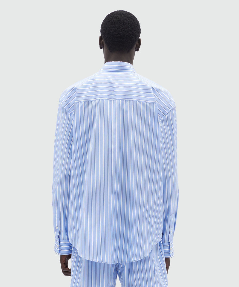 Shirt in light blue poplin with stripes and "TheMwave" embroidery 3