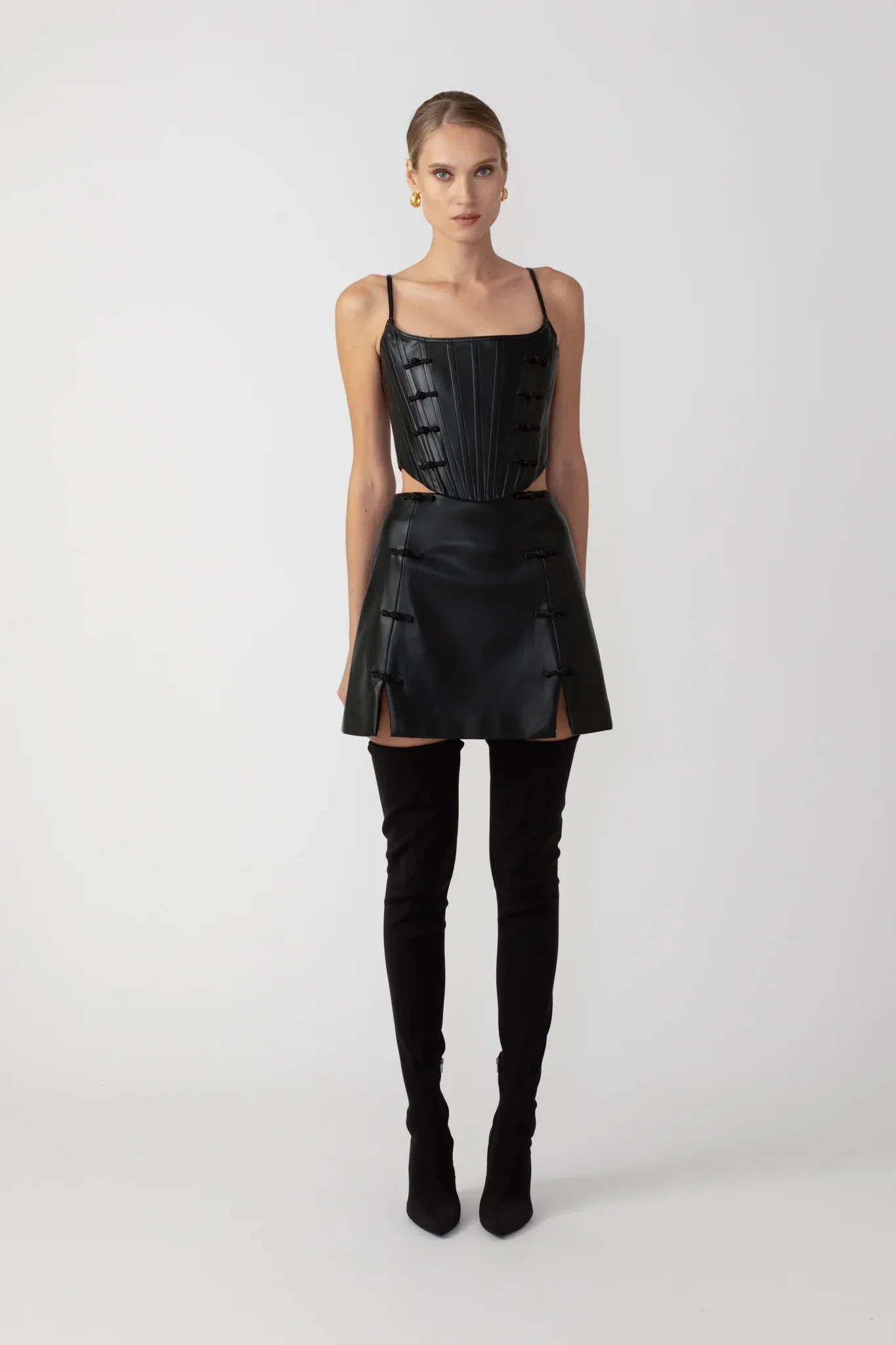 SADIE FAUX LEATHER SKIRT - 1