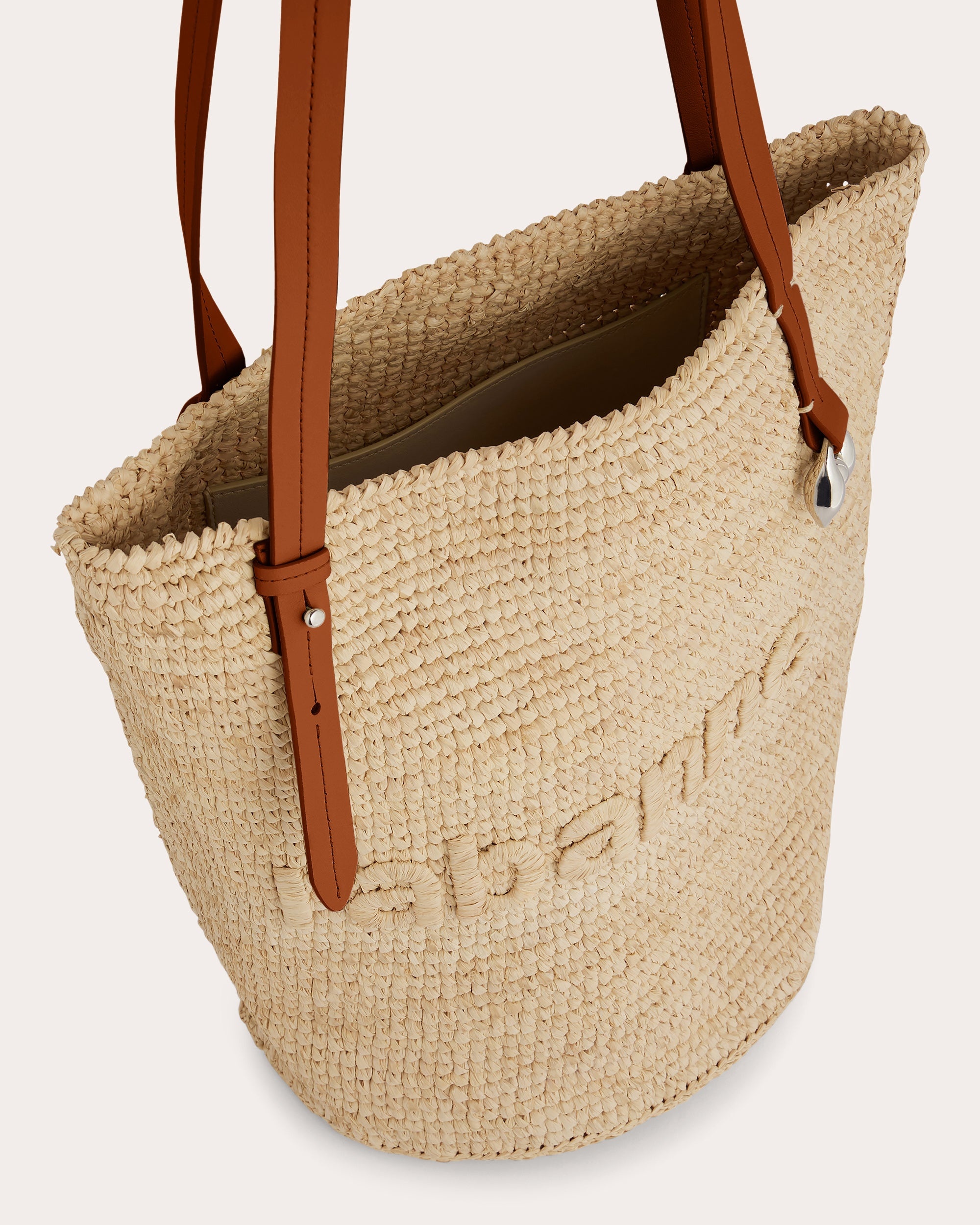 Raffia Logo Basket Tote Bag - 3