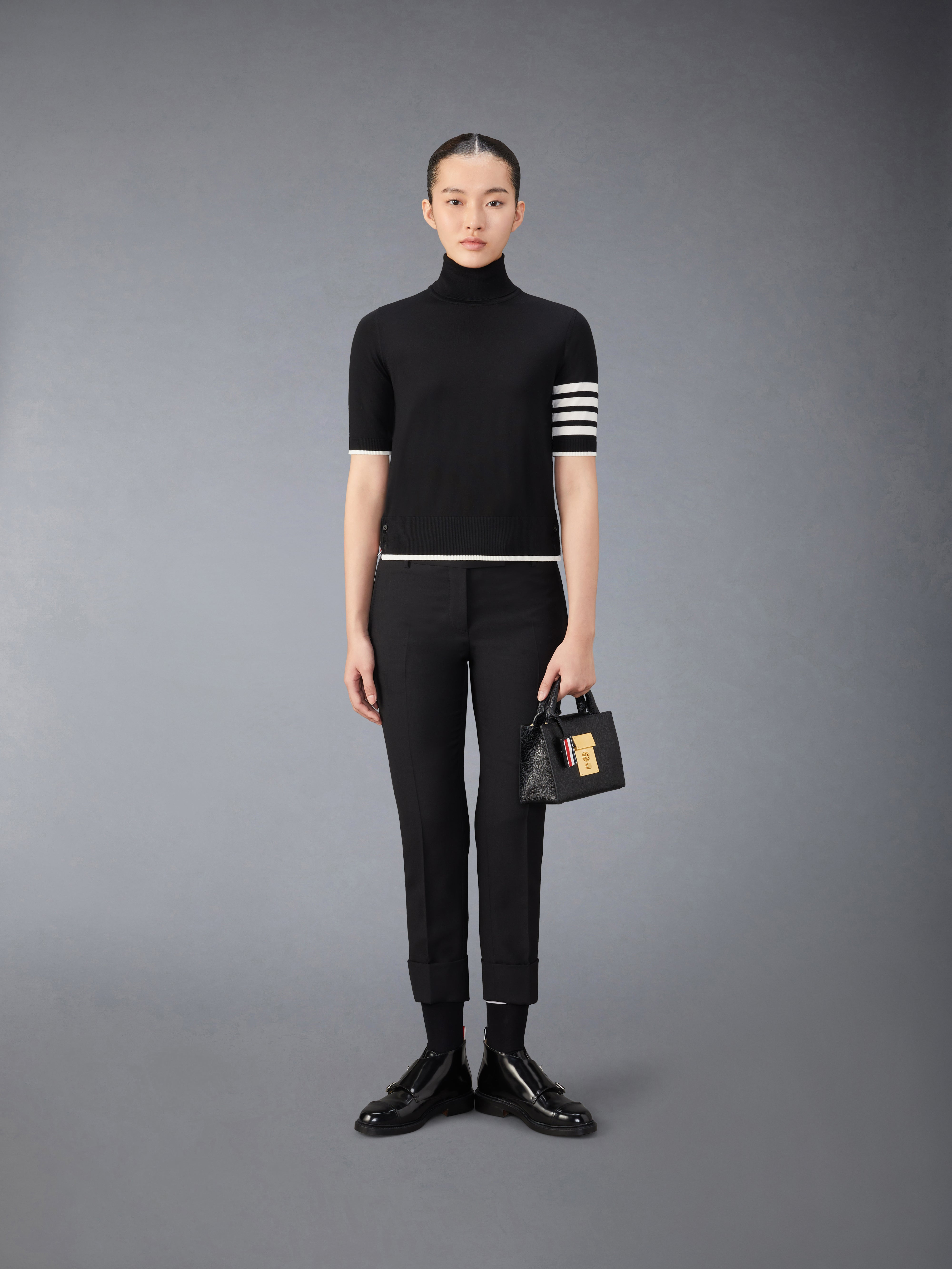 Fine Merino Wool 4-Bar Relaxed Fit Turtleneck - 3