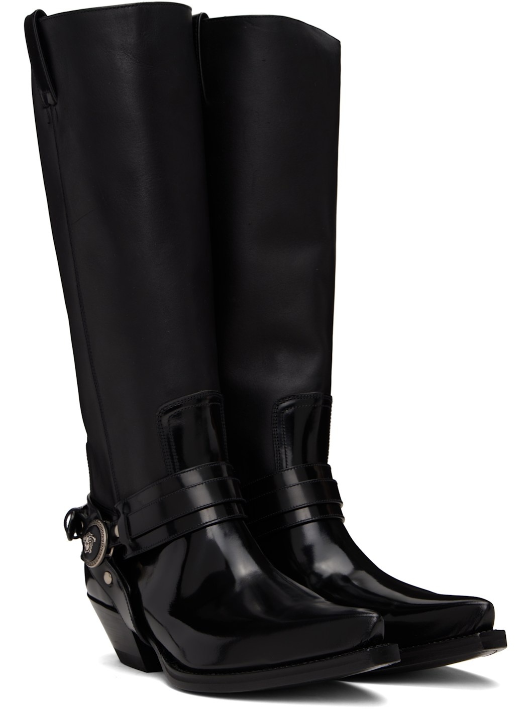 Black Texano Knee-High Tall Boots - 4