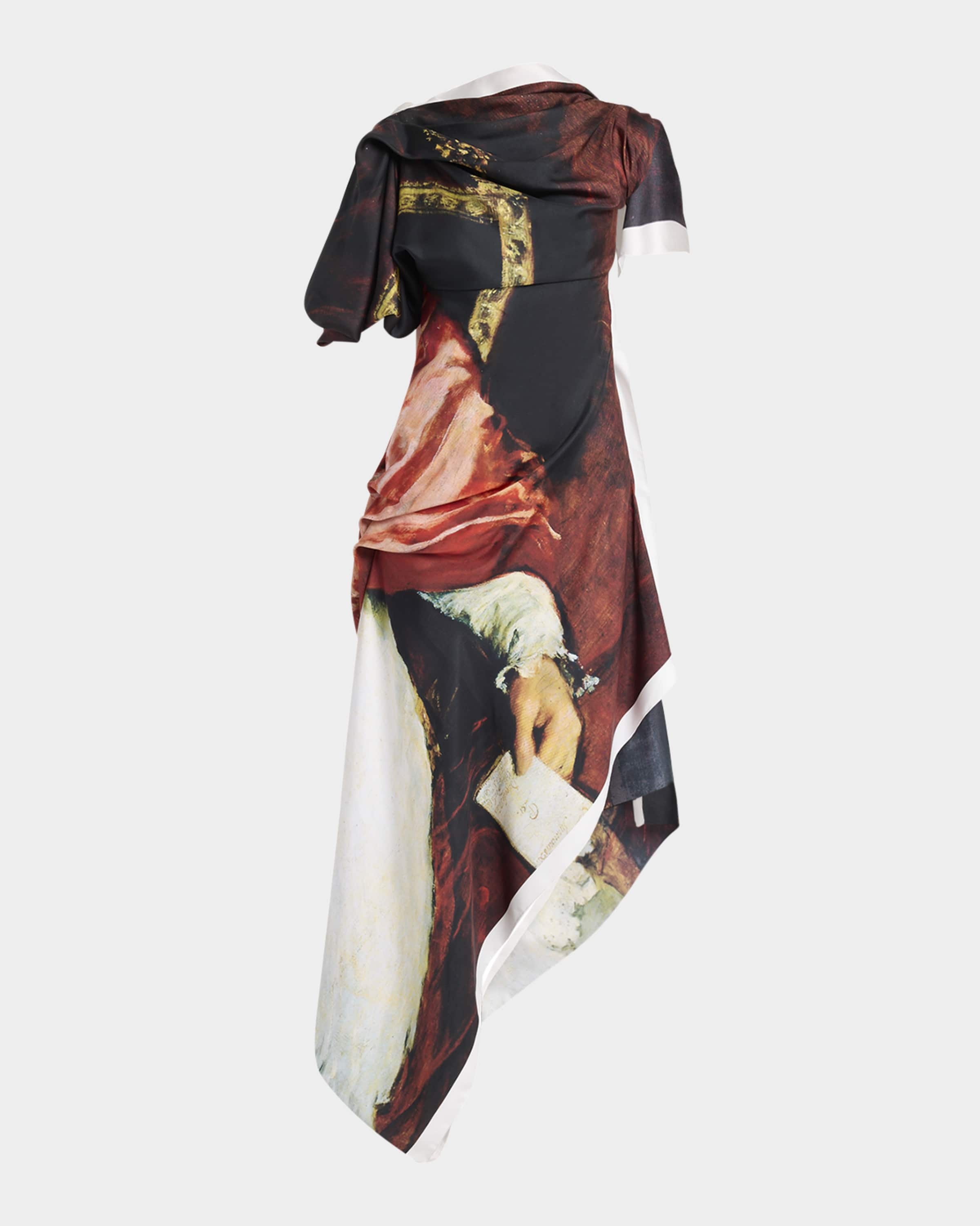 Asymmetric Draped Midi Day Dress - 2