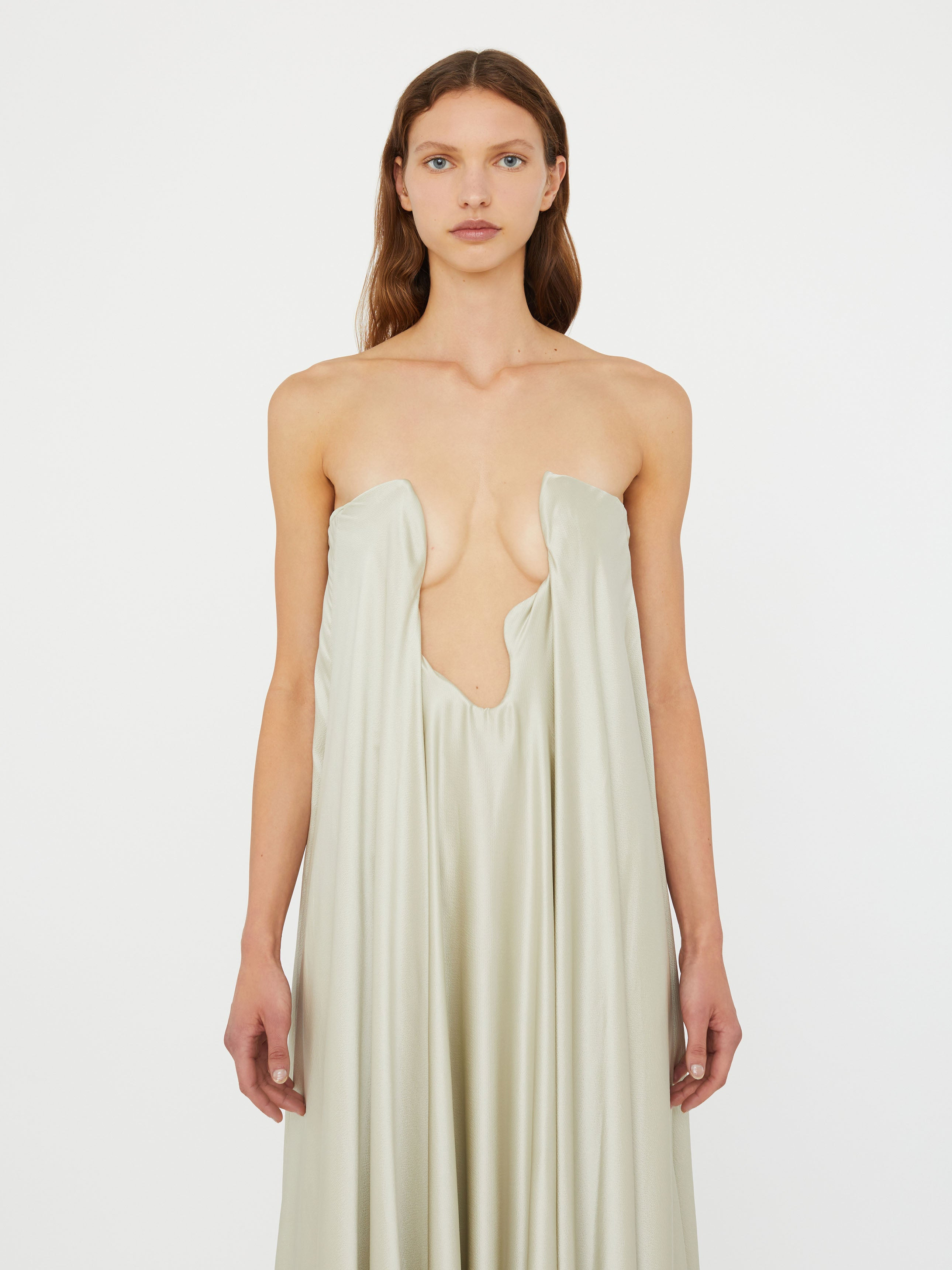 Textured Silk Salacia Strapless Gown - 3