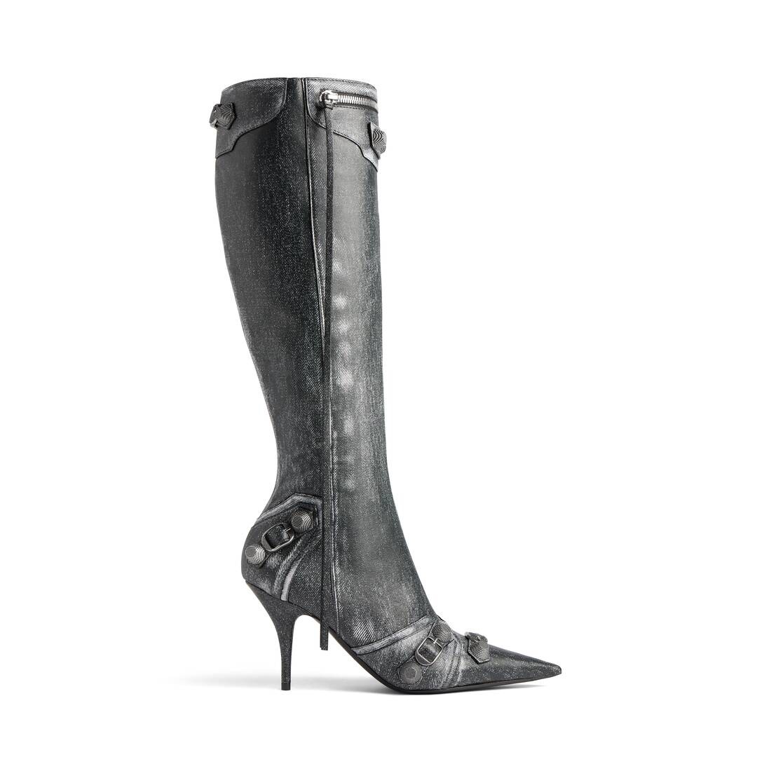 Women's Cagole 90mm Boot Denim Print in Black - 1