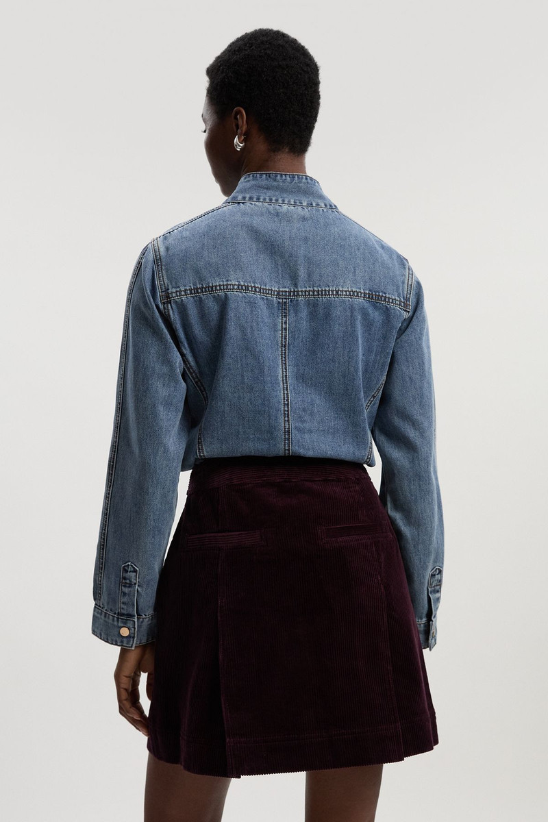 Cord Button Pleat Detail Mini Skirt 5
