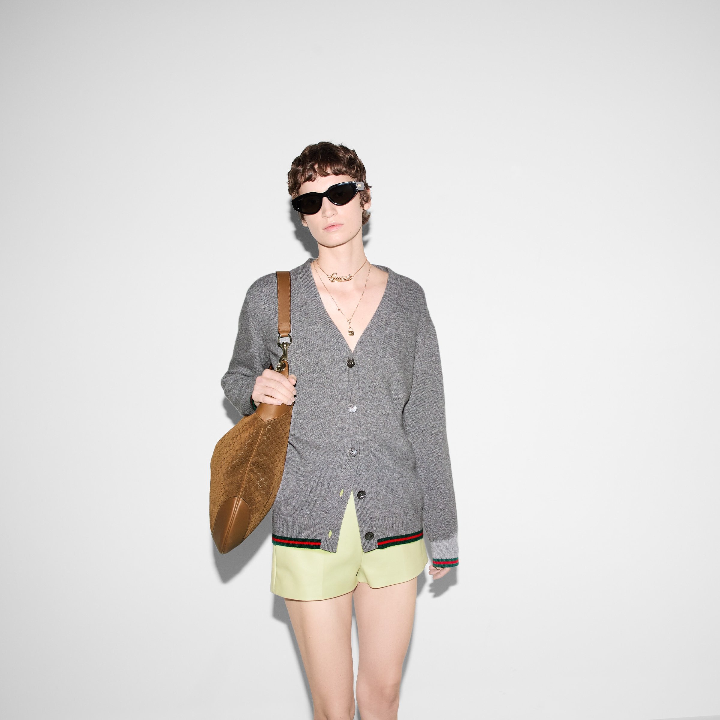 Wool and cashmere cardigan with Web - 6