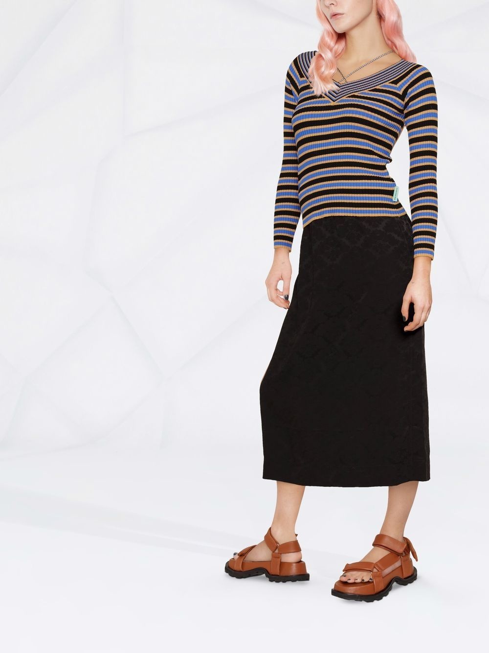 striped rib-knit jumper - 3