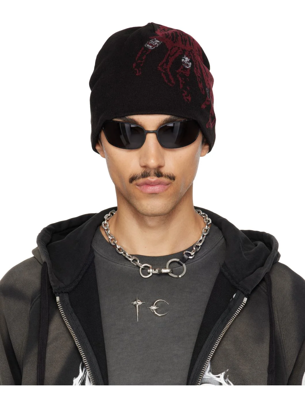 Black TC Bone Cross Beanie - 1