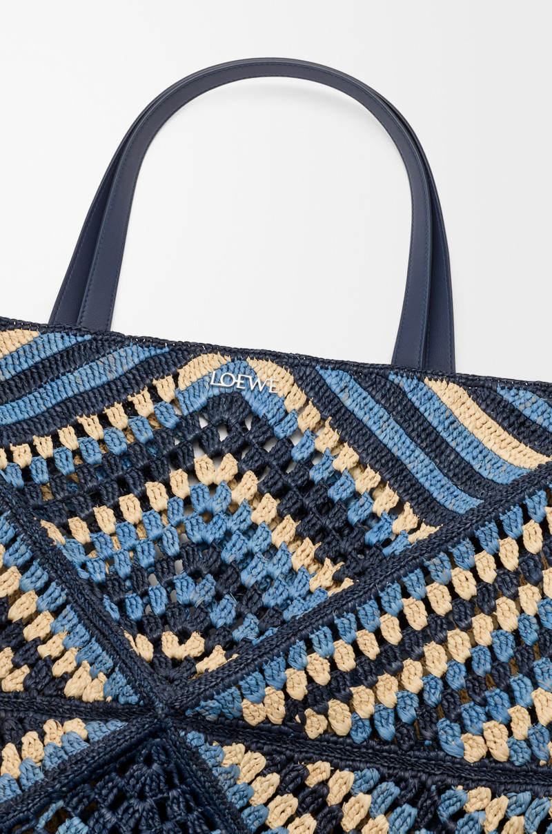 XL Puzzle Fold tote in raffia 10