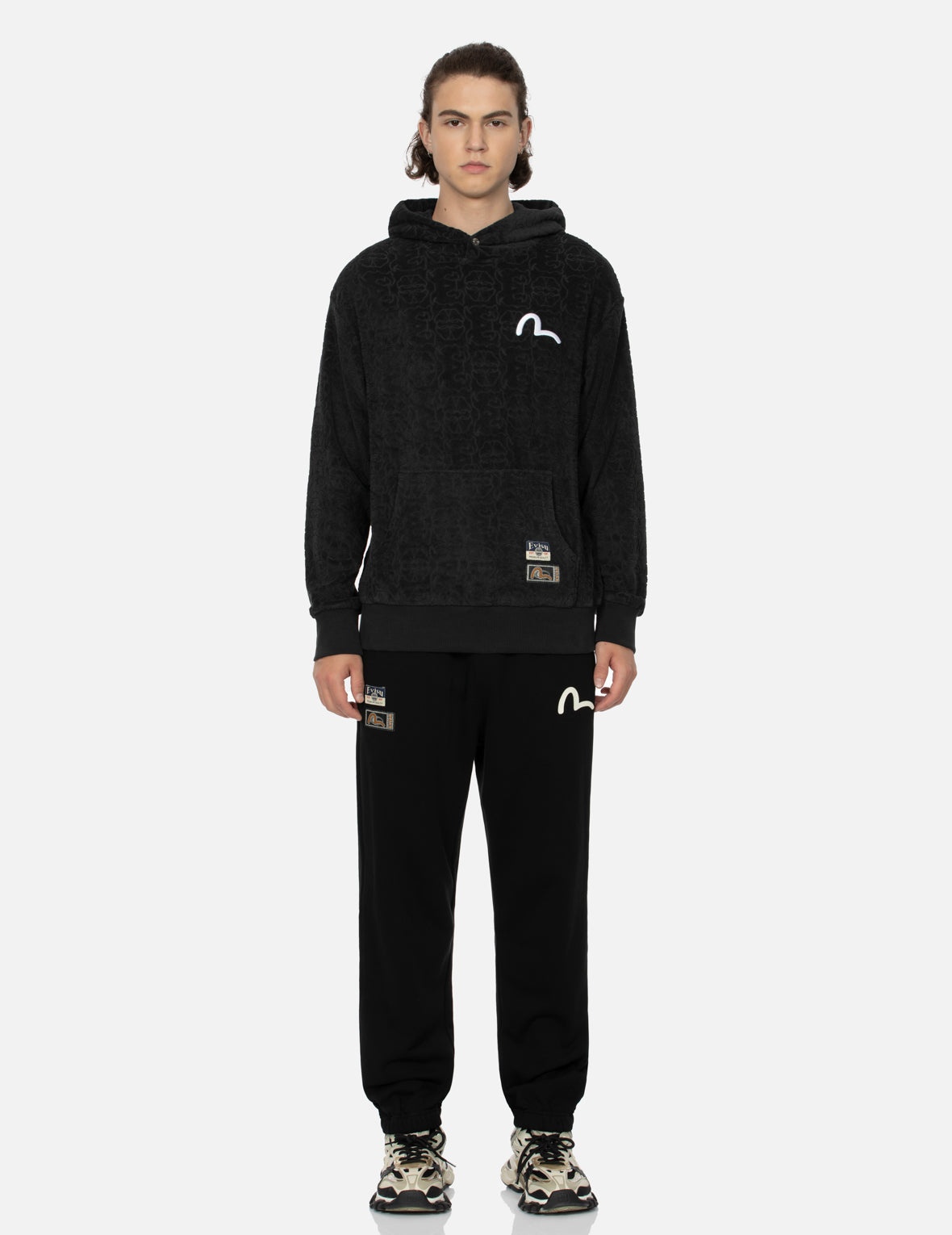 POCKET-SHAPED DARUMA AND SEAGULL PRINT STRAIGHT FIT SWEATPANTS - 6
