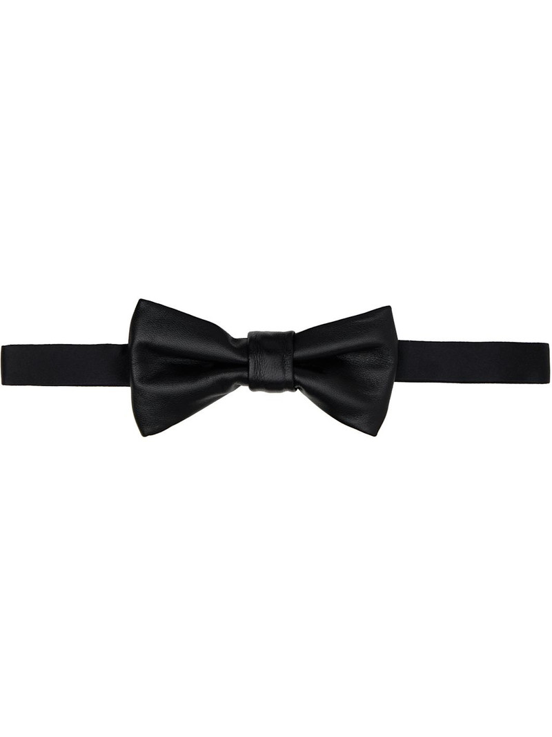 Black Leather Bow Tie 1
