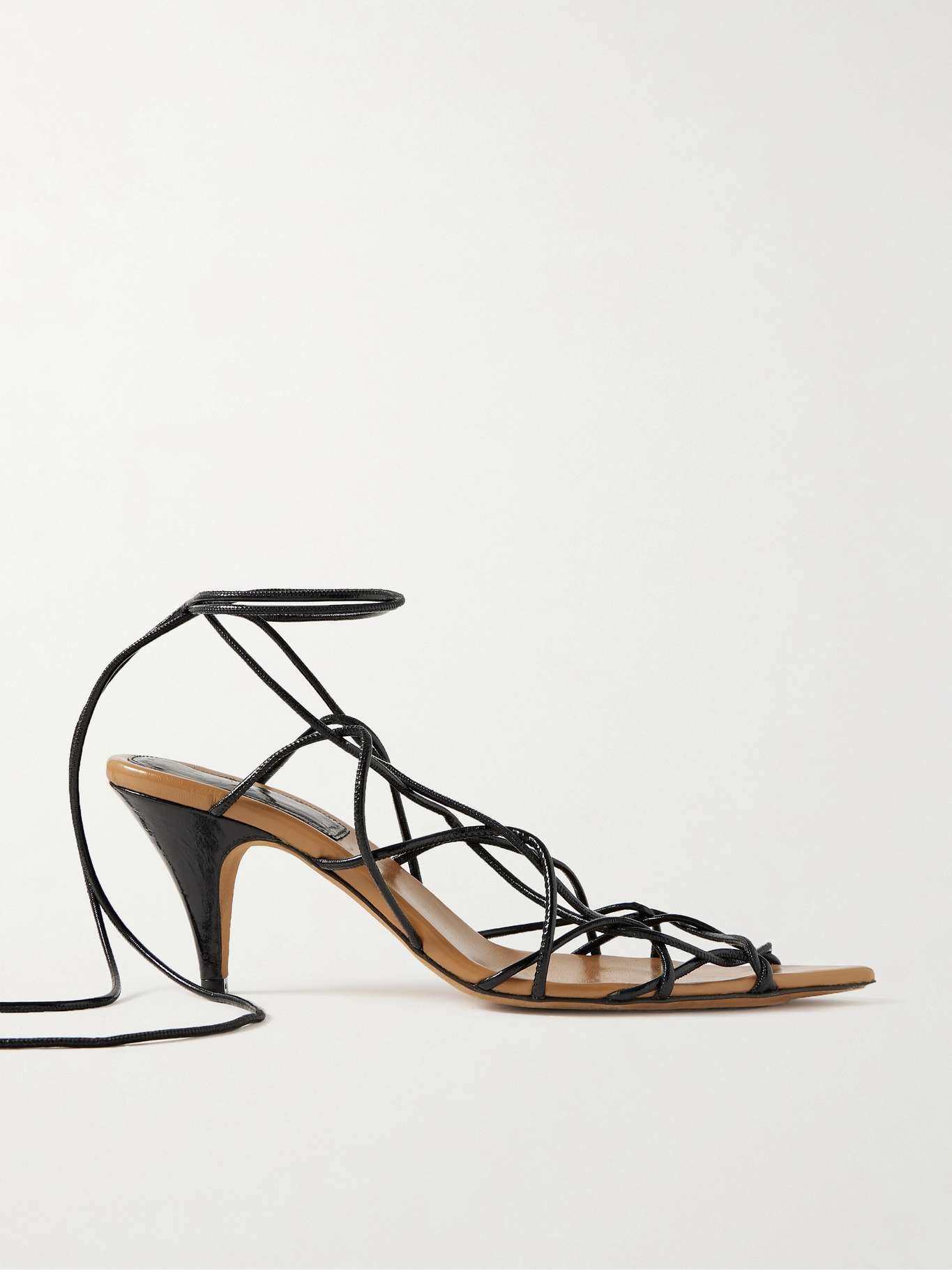 Arden crinkled patent-leather sandals - 1