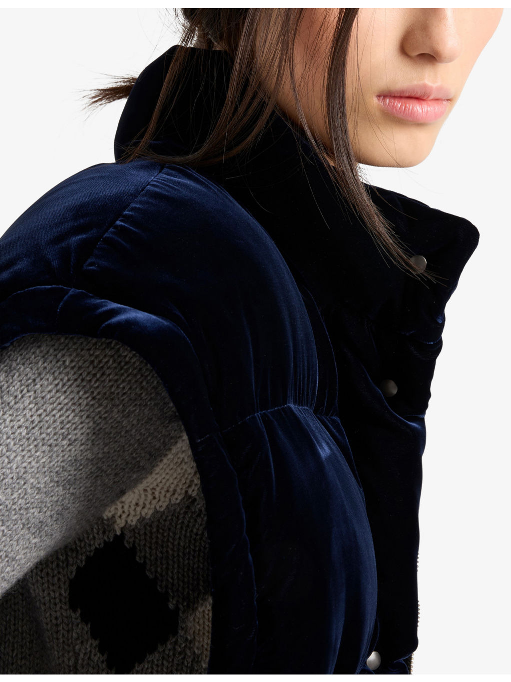 Logo-Embellished Velvet Down Jacket - 5