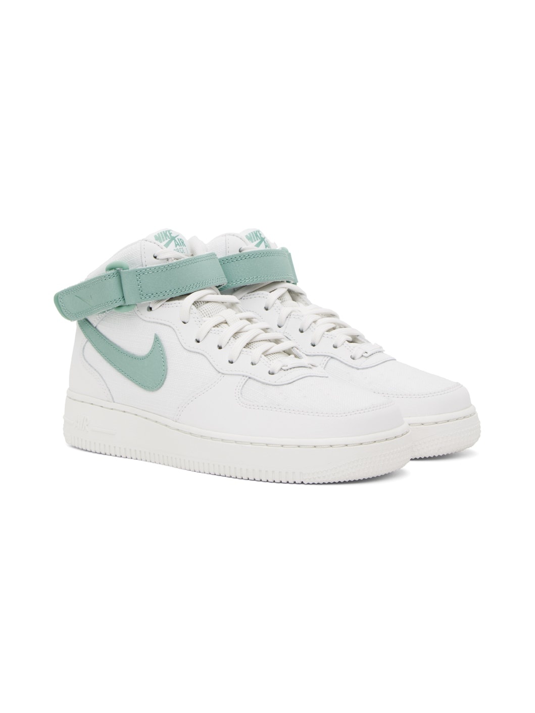 White & Green Air Force 1 '07 Mid Sneakers - 4