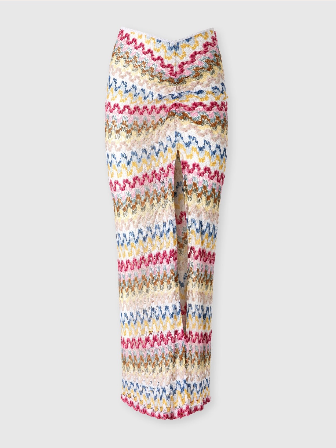 Long skirt in lamé viscose lace with gathers - 1