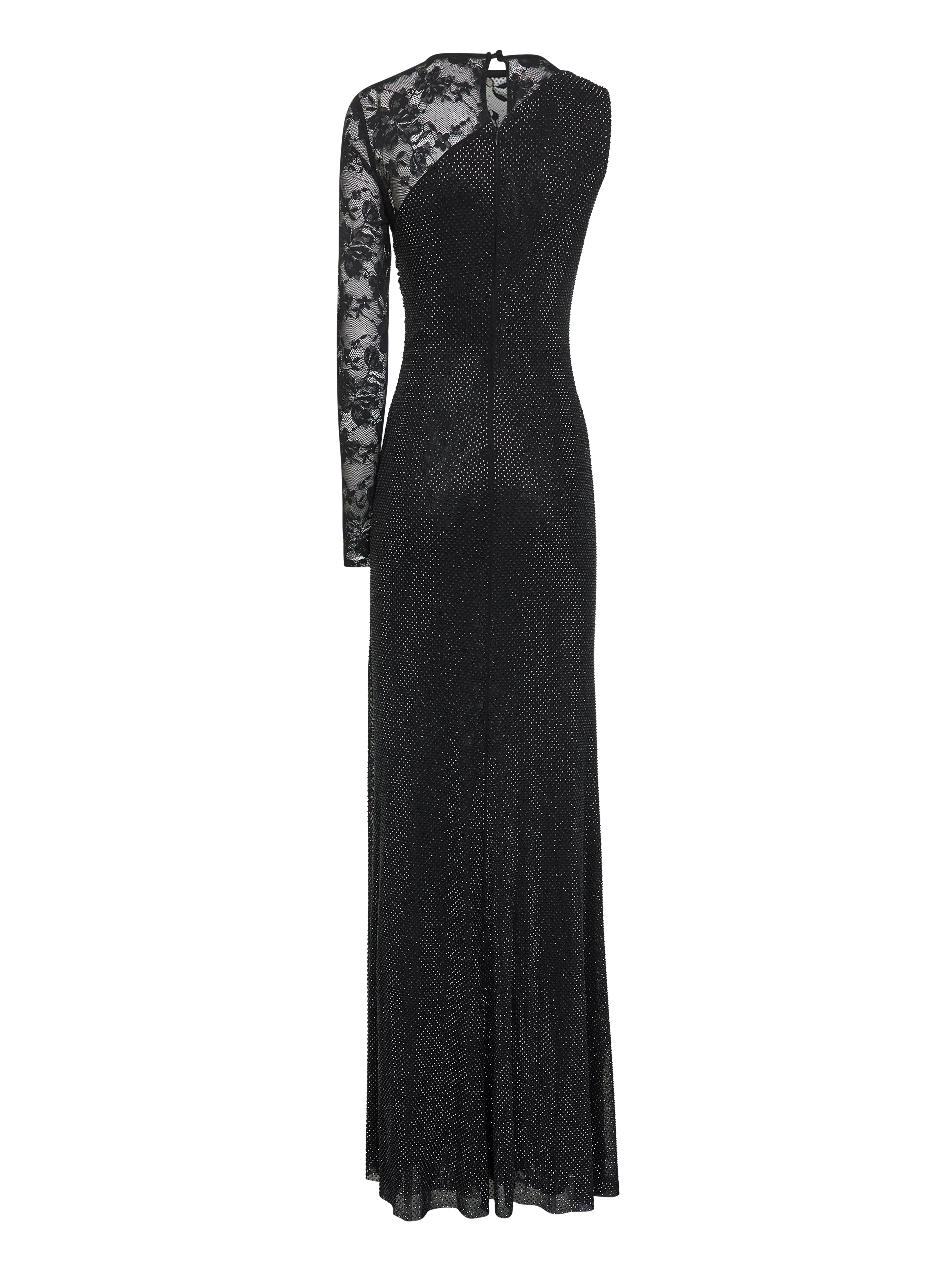 Black rhinestone mesh and lace maxi dress - 2