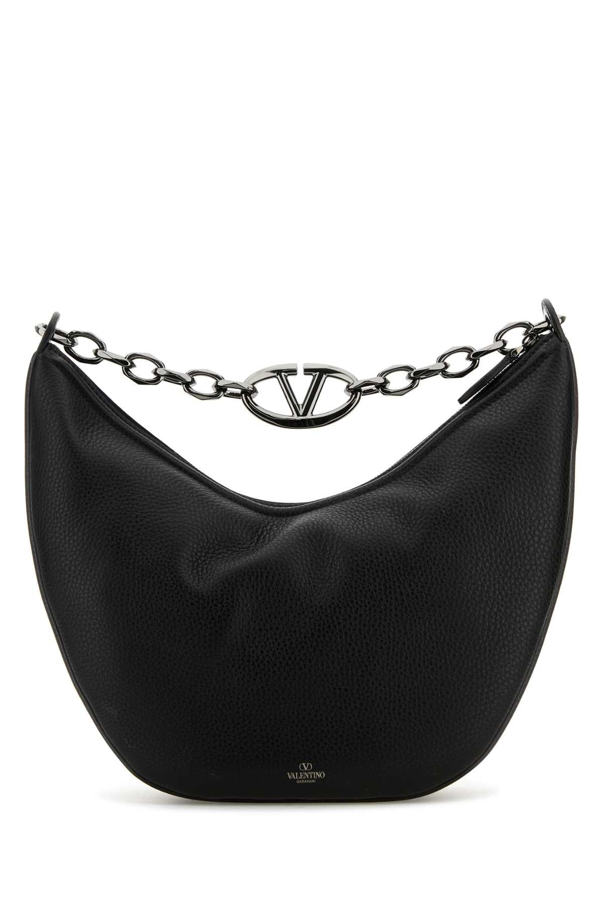 Valentino Garavani Men Black Leather Hobo Vlogo Moon Shoulder Bag - 3