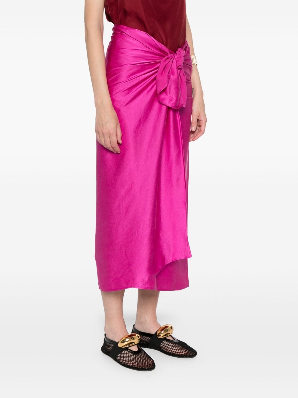 self-tie silk wrap skirt - 3