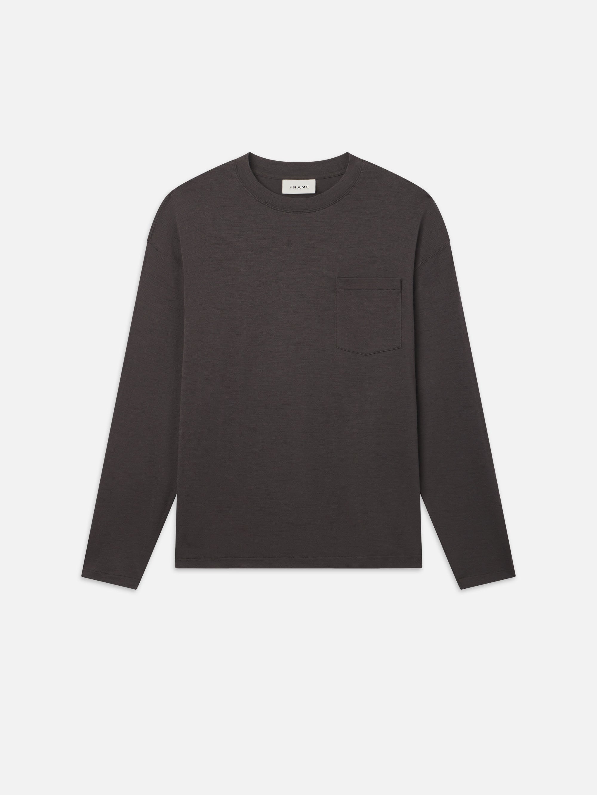 Long Sleeve Woolen Tee in Taupe - 1