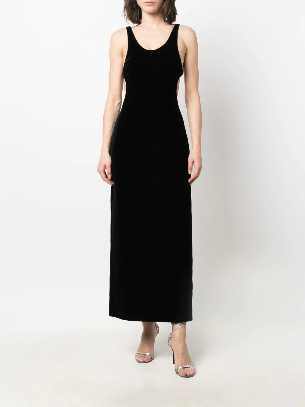 cut-out silk dress - 3