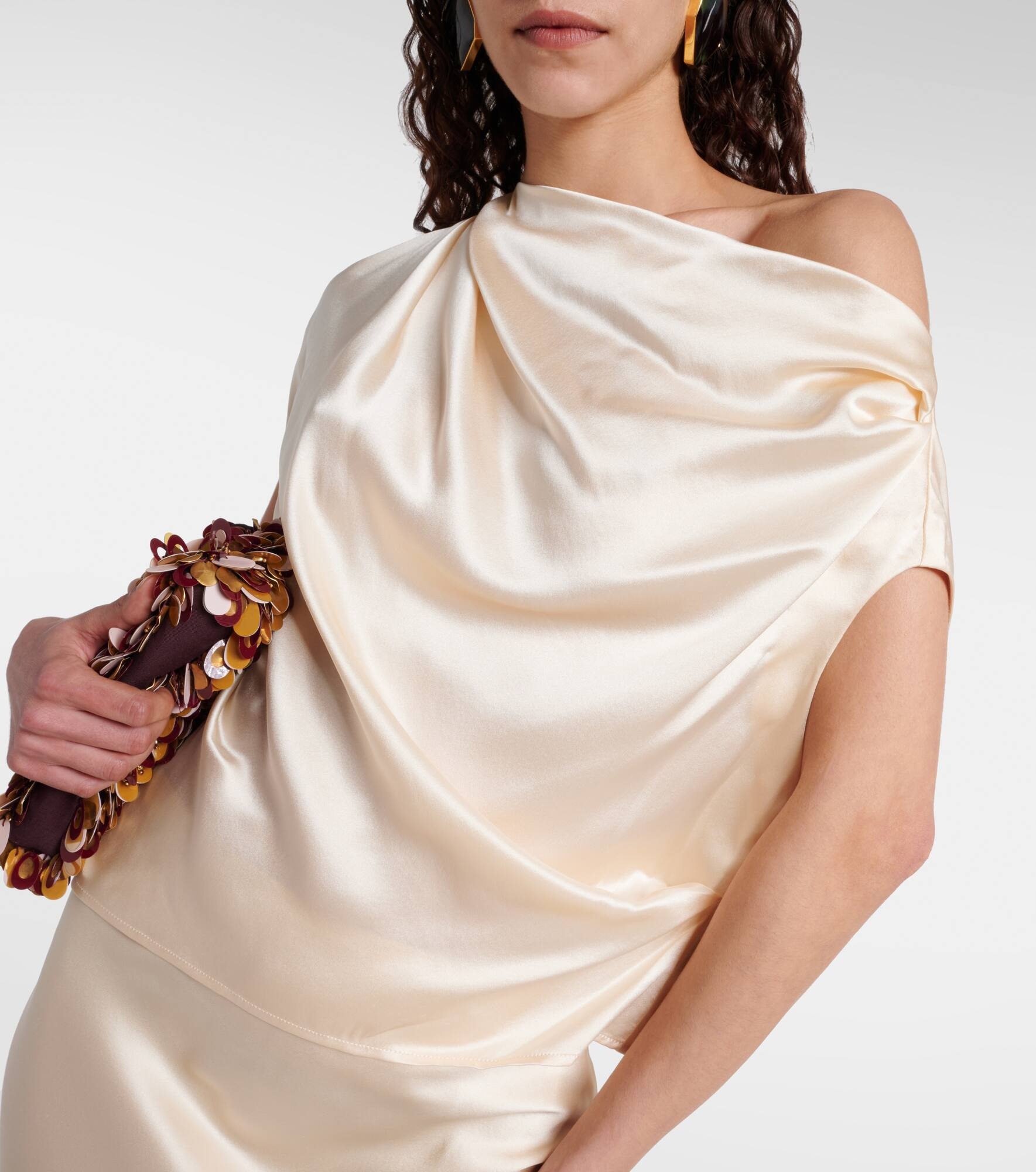 Draped silk satin top - 5