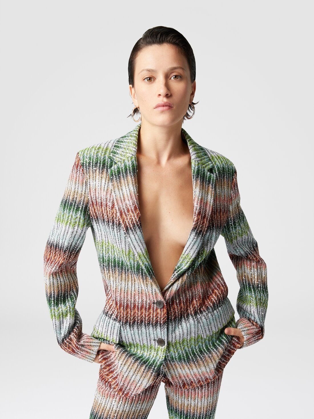 Dégradé zig zag knit blazer with sequins - 4